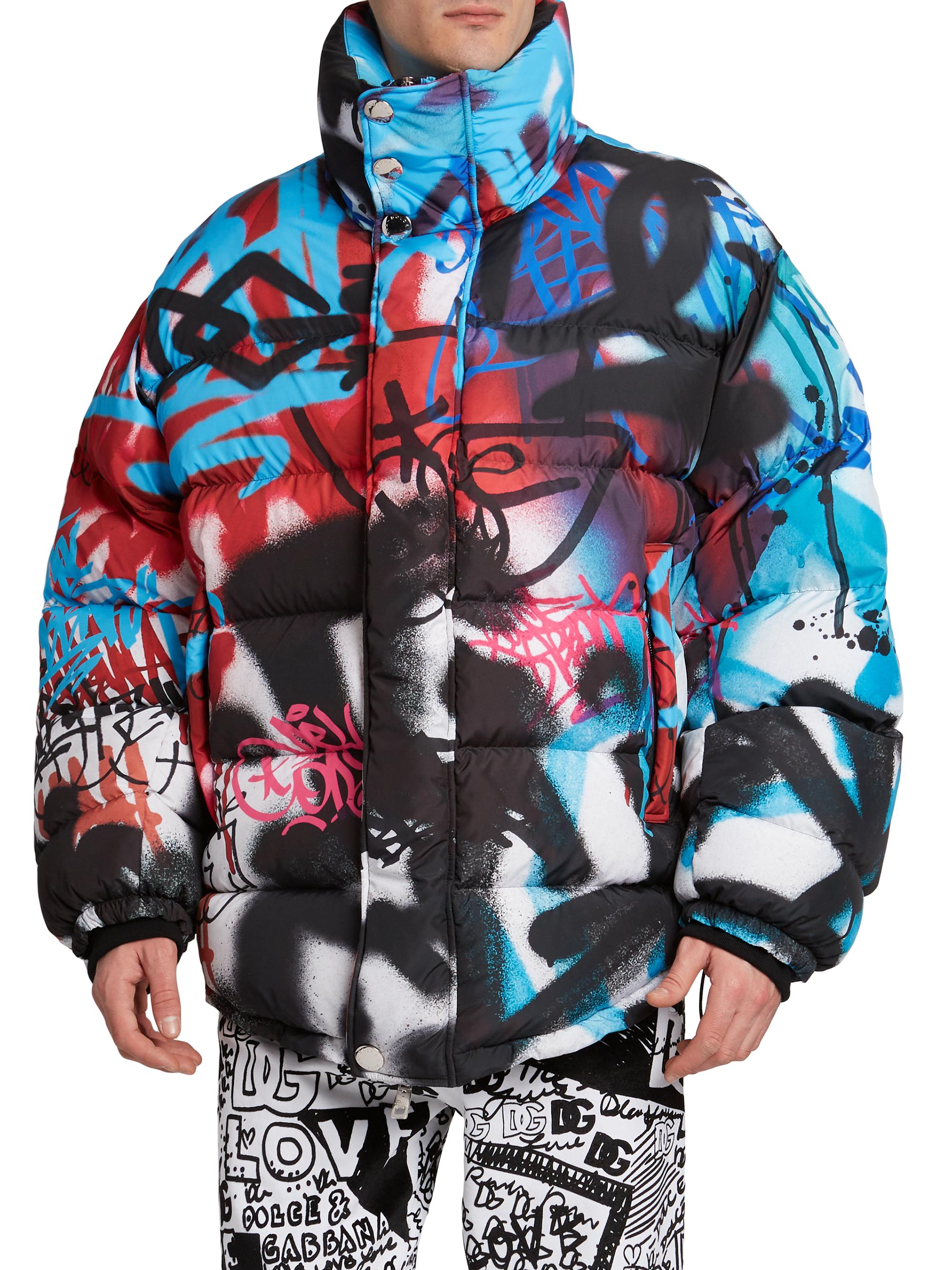 超美品】D&G ドルガバグラフィティプリント ダウンジャケット