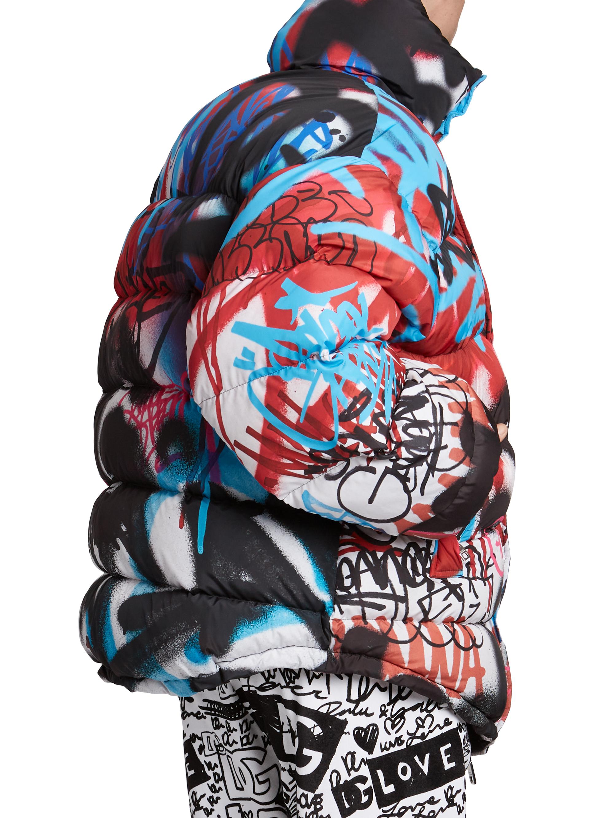 Dolce&Gabbana Sprayed Graffiti Print Nylon Down Jacket | Saks