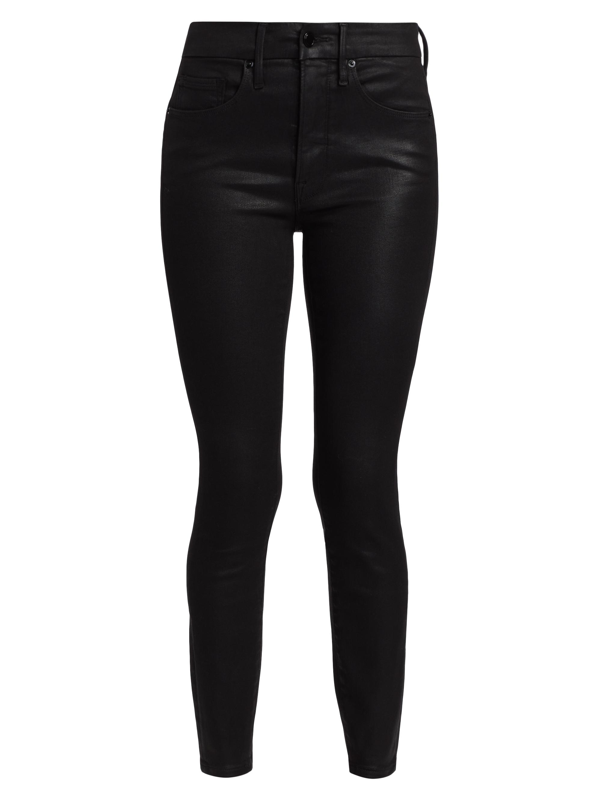 Good American Women's Good Legs High-Rise Coated Skinny Jeans - Black
