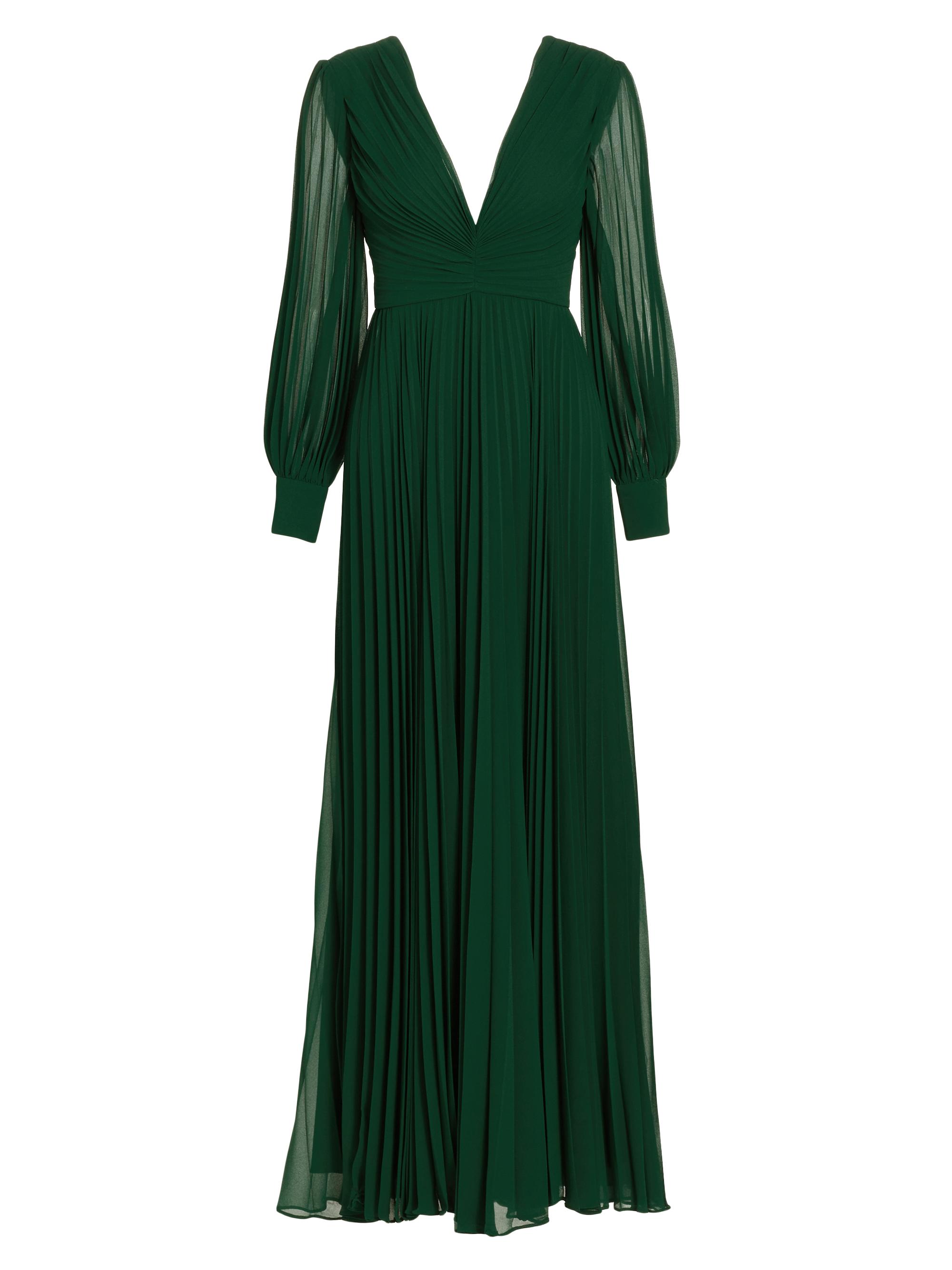 Badgley Mischka Pleated V-Neck Gown Saks Fifth Avenue