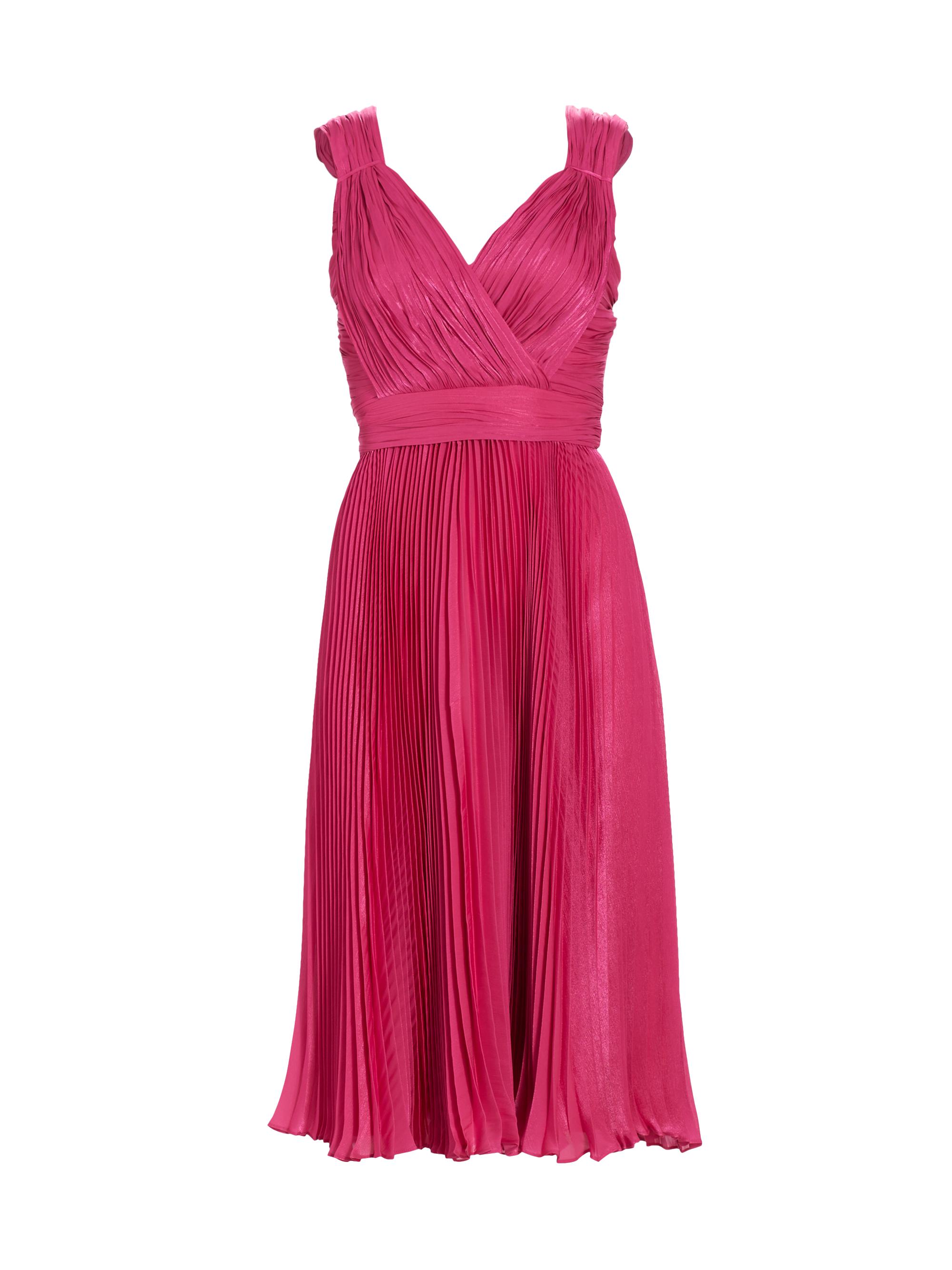 Badgley Mischka Women's Pleated V-Neck Cocktail Dress - Fuchsia