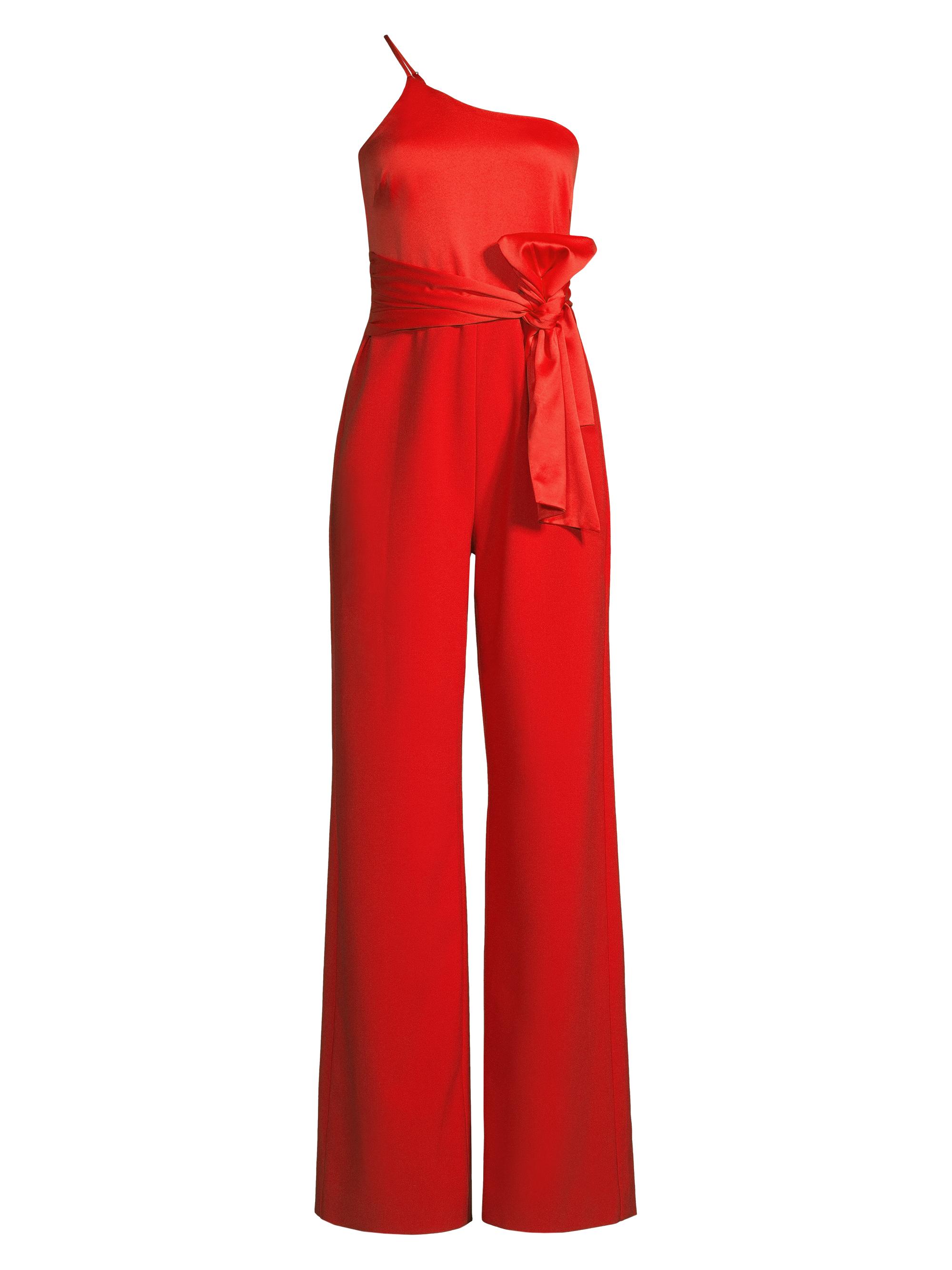 Likely Women's Yara One-Shoulder Bow Jumpsuit - Scarlet