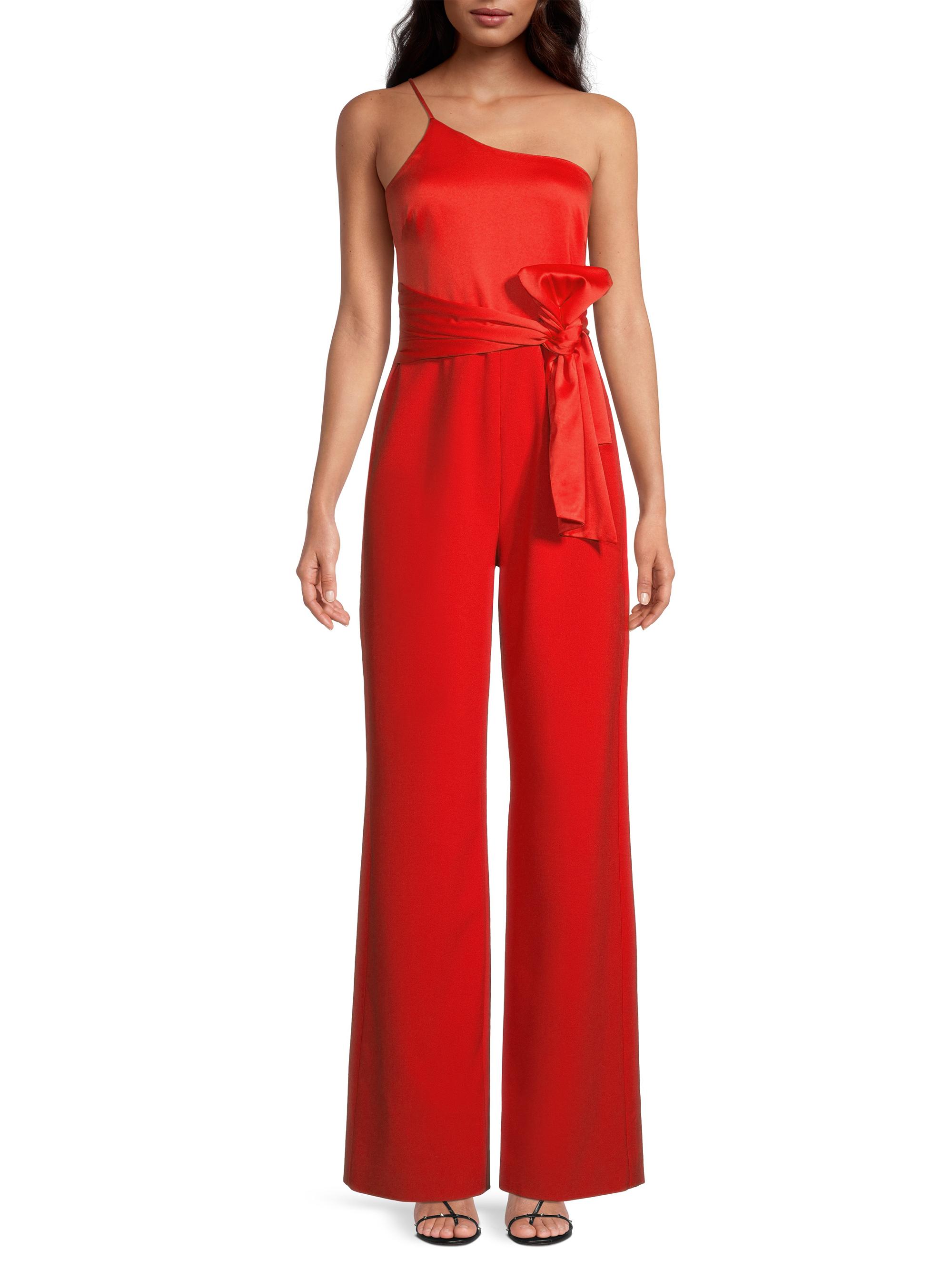 Likely Women's Yara One-Shoulder Bow Jumpsuit - Scarlet | Thumbnail 3