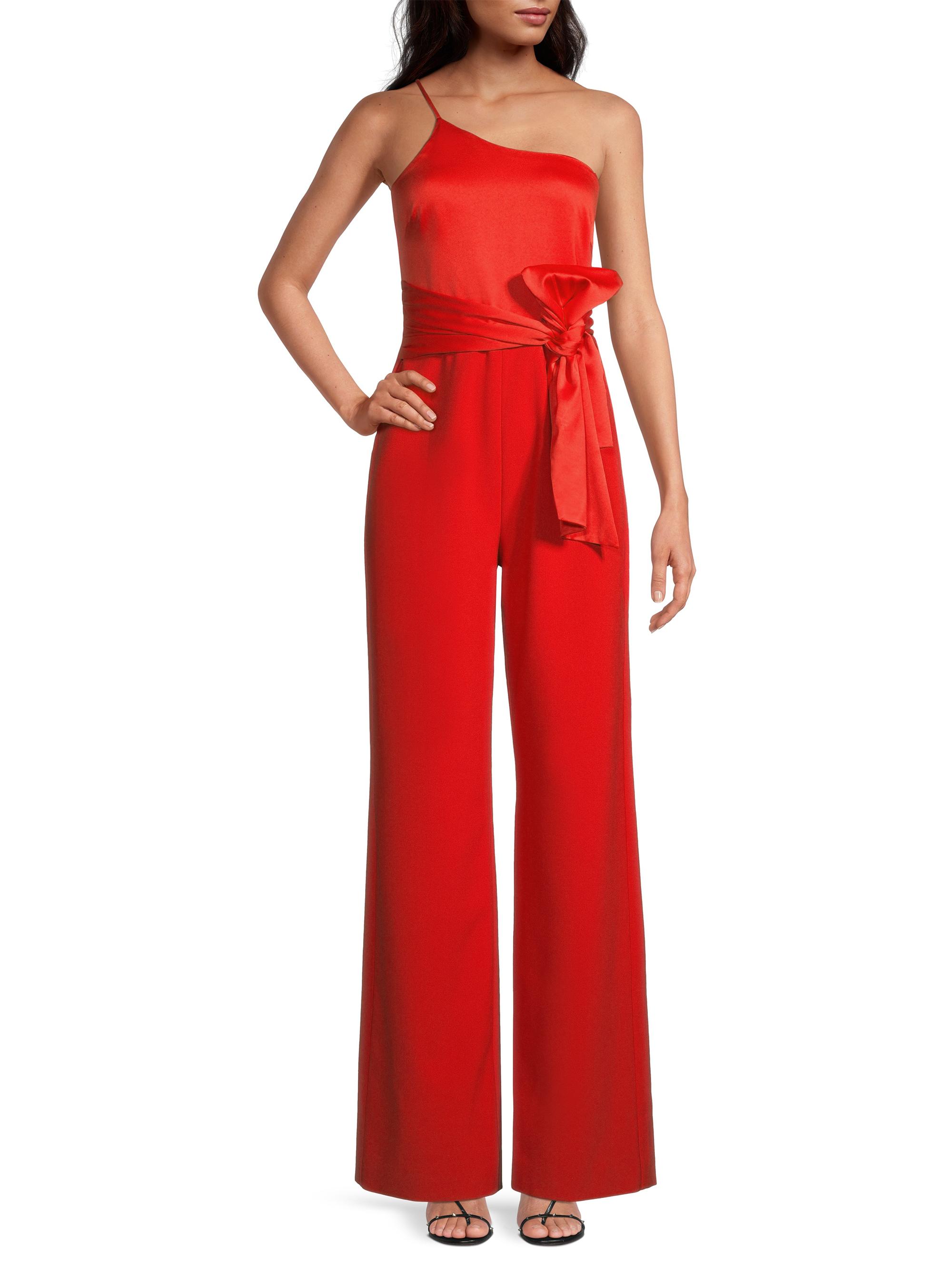Likely Women's Yara One-Shoulder Bow Jumpsuit - Scarlet | Thumbnail 2