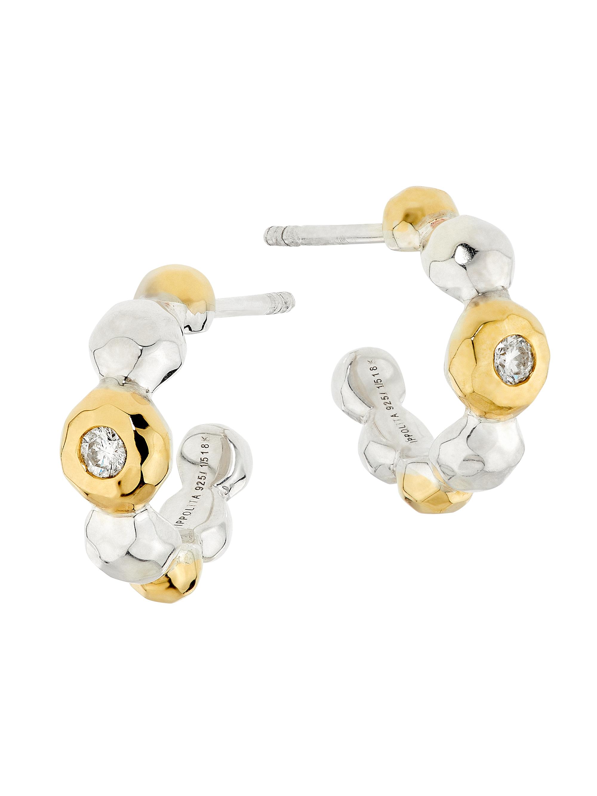 Ippolita Women's Chimera Sterling Silver, 18K Yellow Gold, & Diamond Huggie Hoop Earrings - Silver