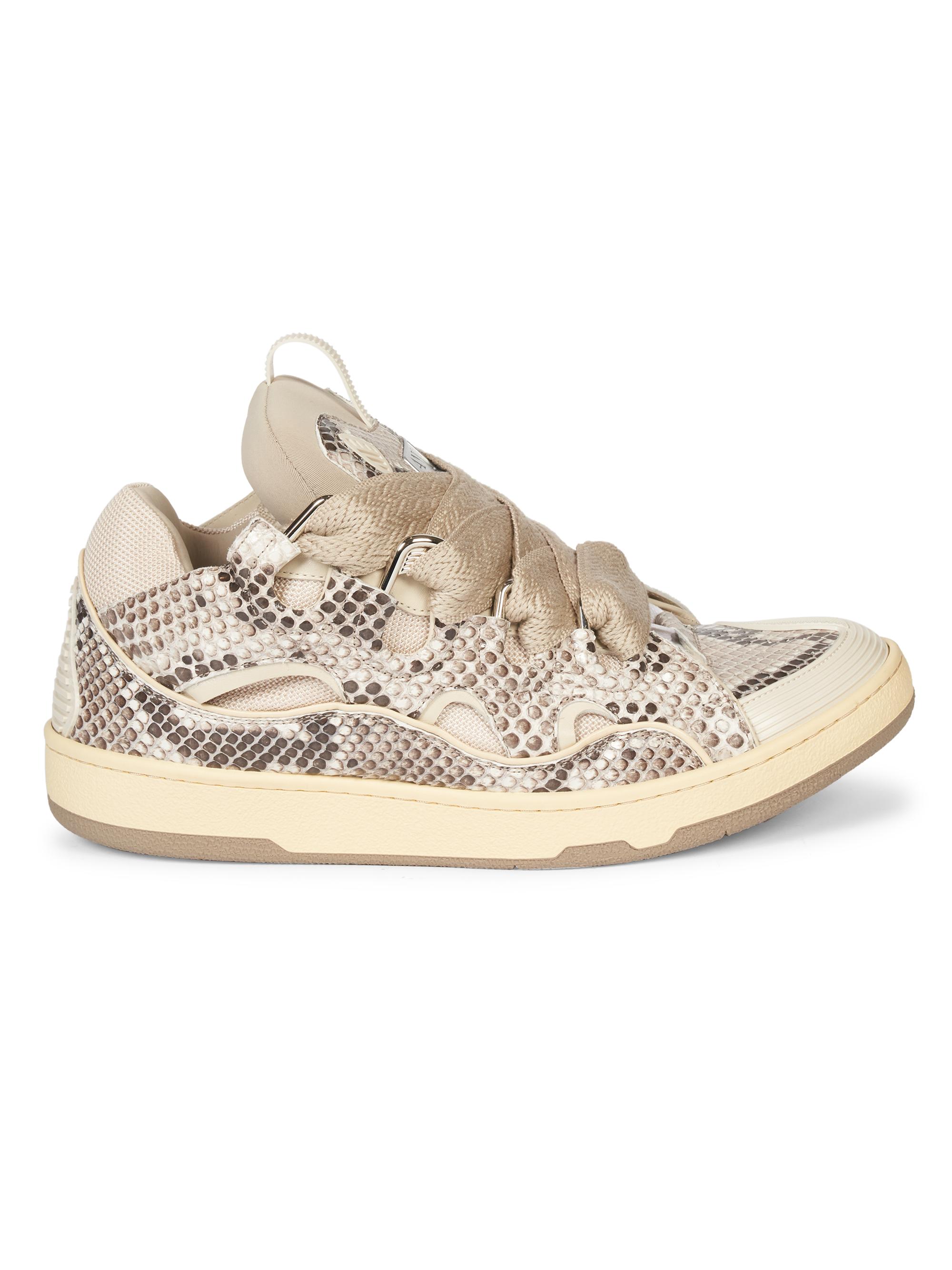 Lanvin Men's Curb Python Skate Sneakers - Beige