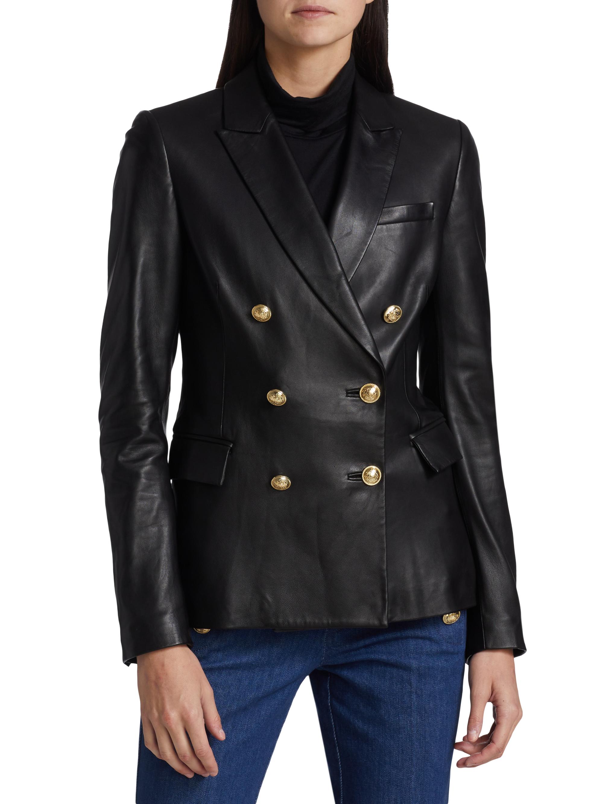 Derek Lam 10 Crosby Franklin Double-Breasted Leather Jacket | Saks