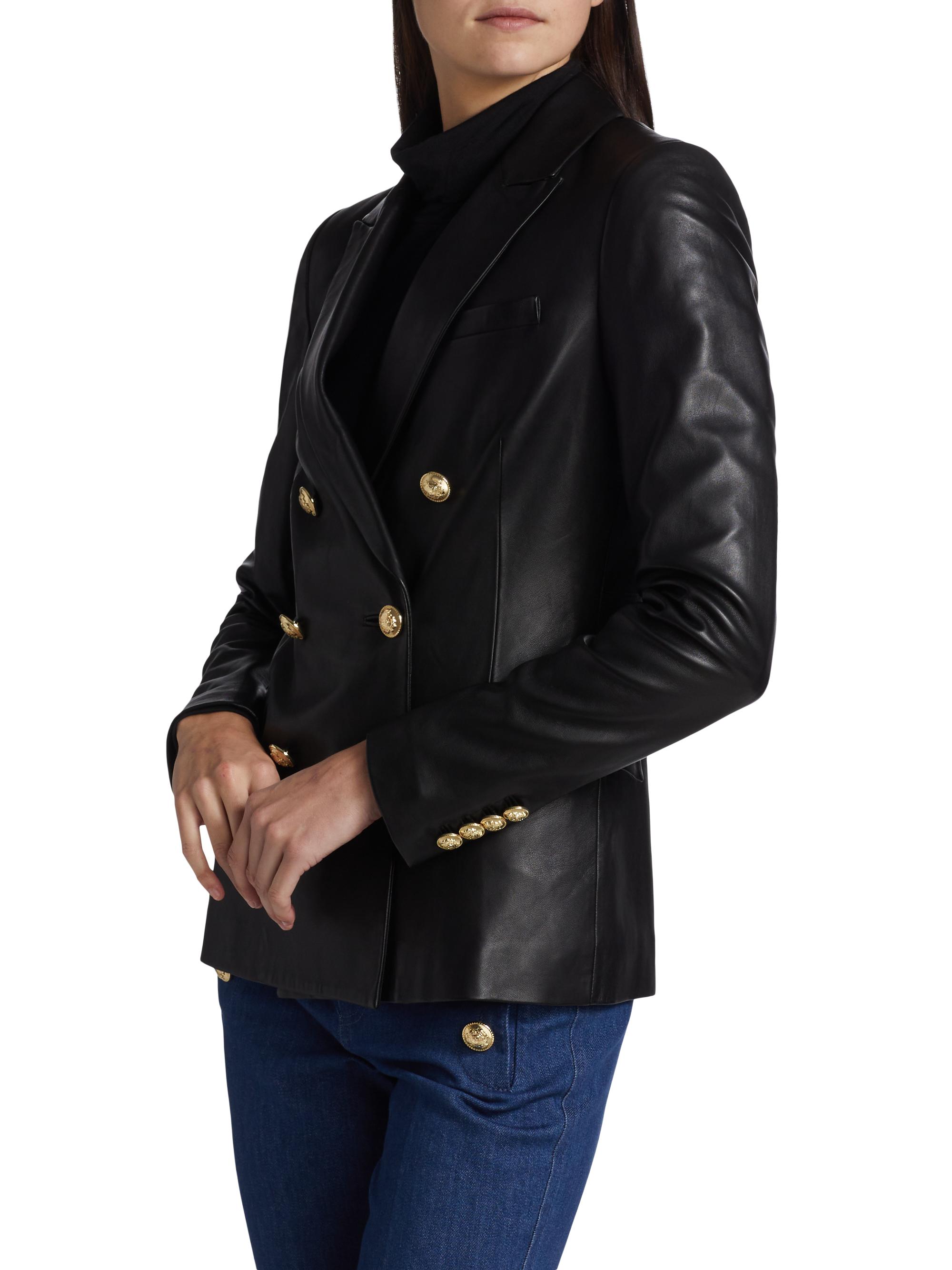 Derek Lam 10 Crosby Franklin Double-Breasted Leather Jacket | Saks