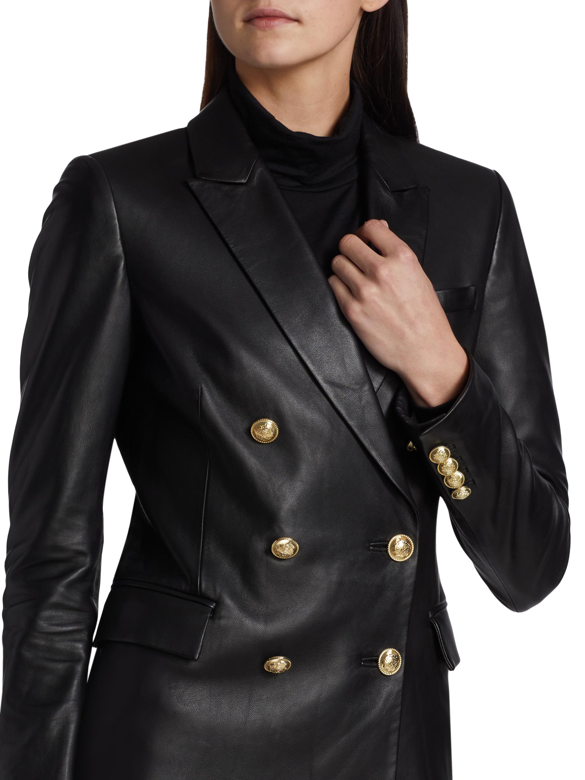 Derek Lam 10 Crosby Franklin Double-Breasted Leather Jacket | Saks