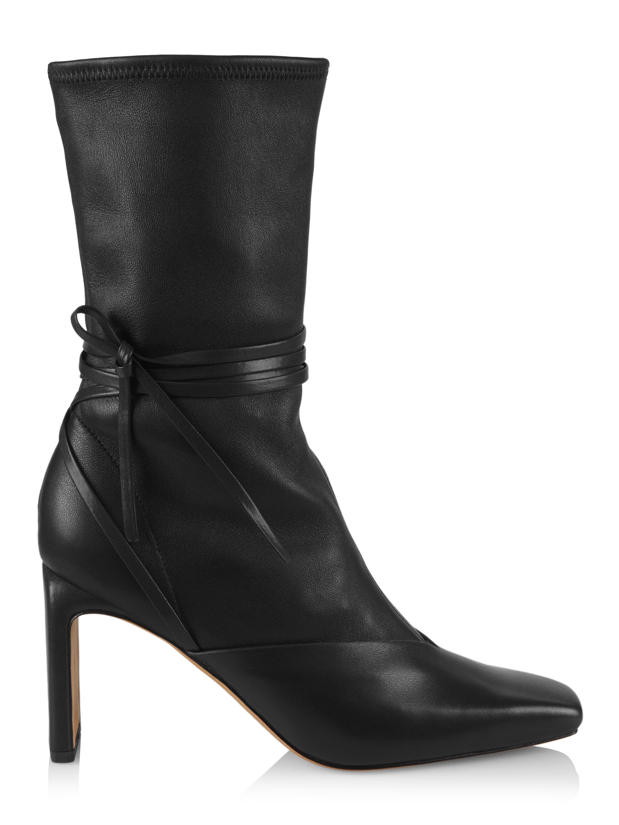 SIMKHAI Women's Tanner Leather Sock Booties - Black