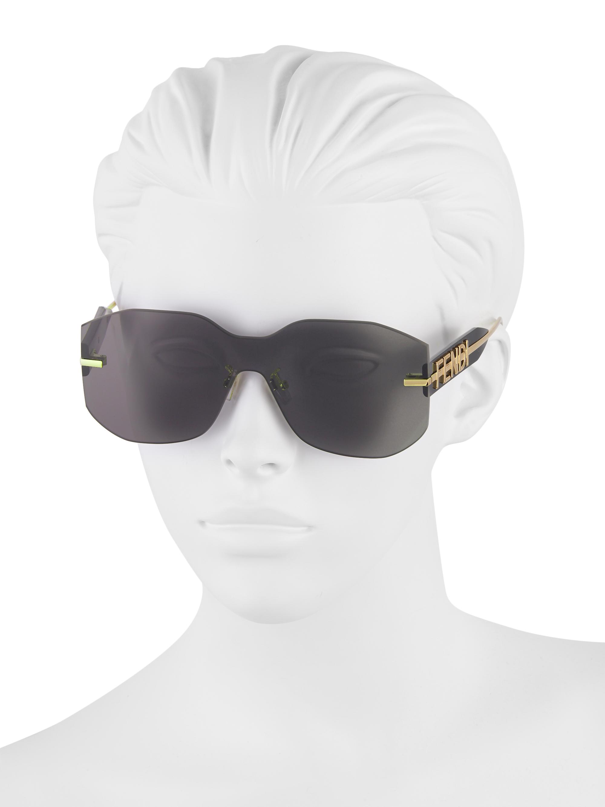 Fendi Fendigraphy Rectangular Mask Sunglasses | Saks Fifth Avenue