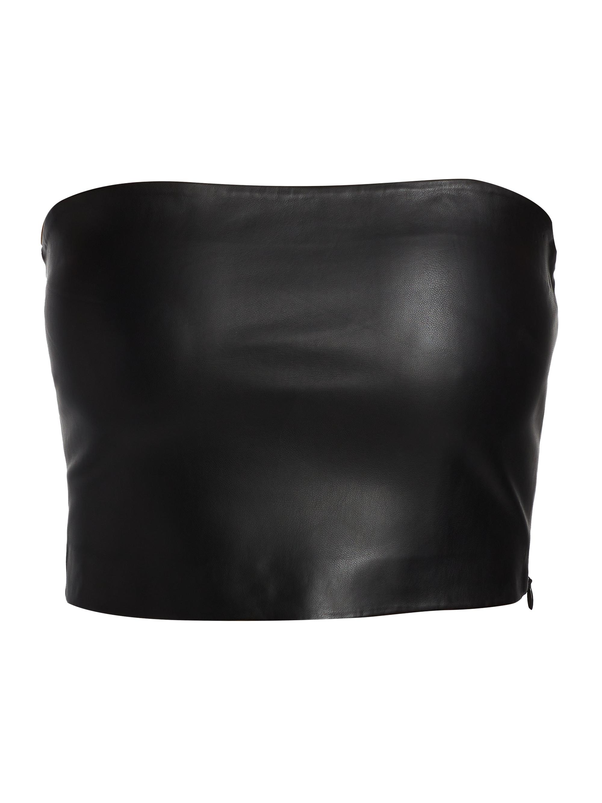 susana monaco Women's Faux Leather Tube Top - Black