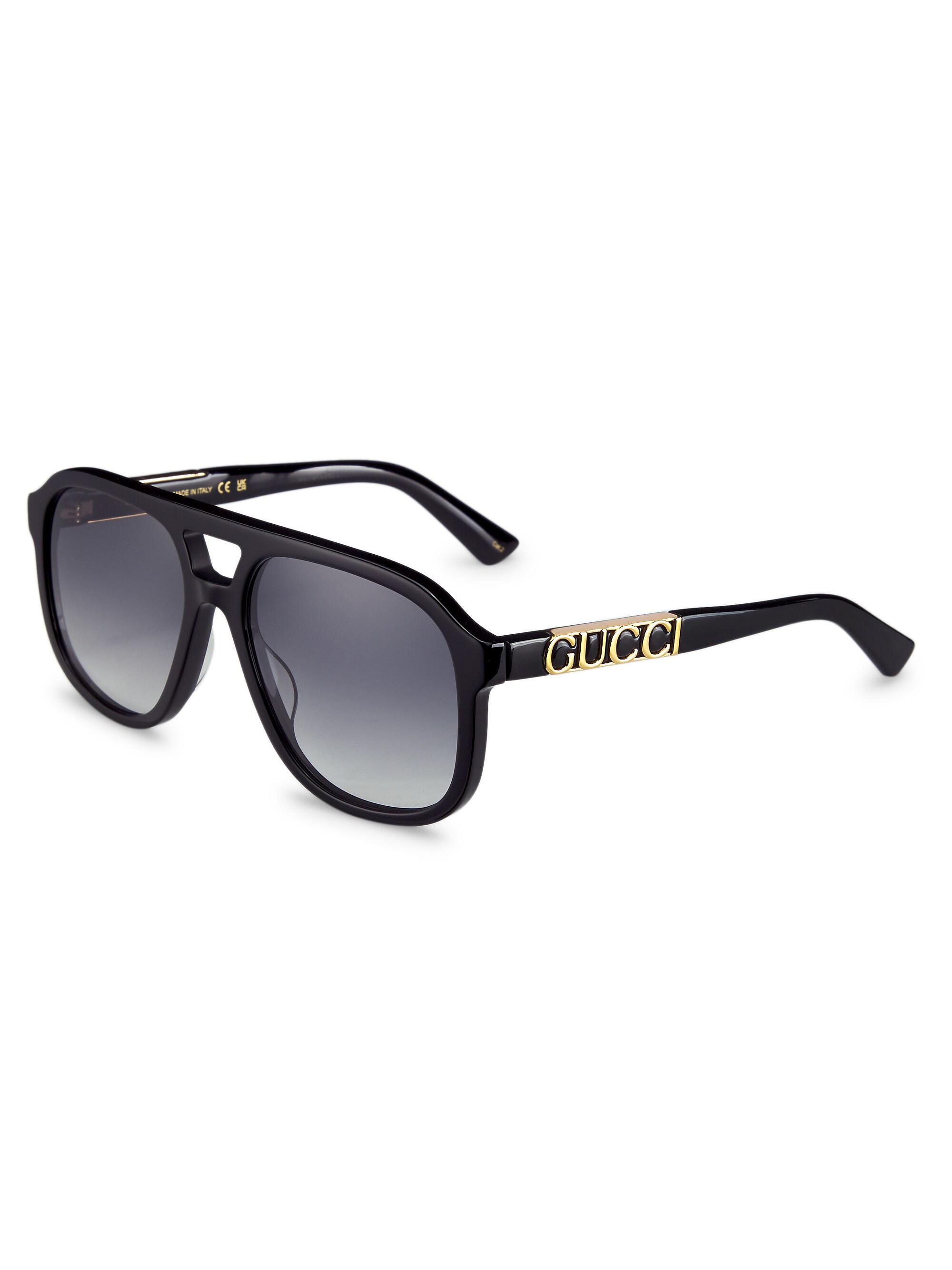 Gucci Men's  Sign 58MM Pilot Sunglasses - Black