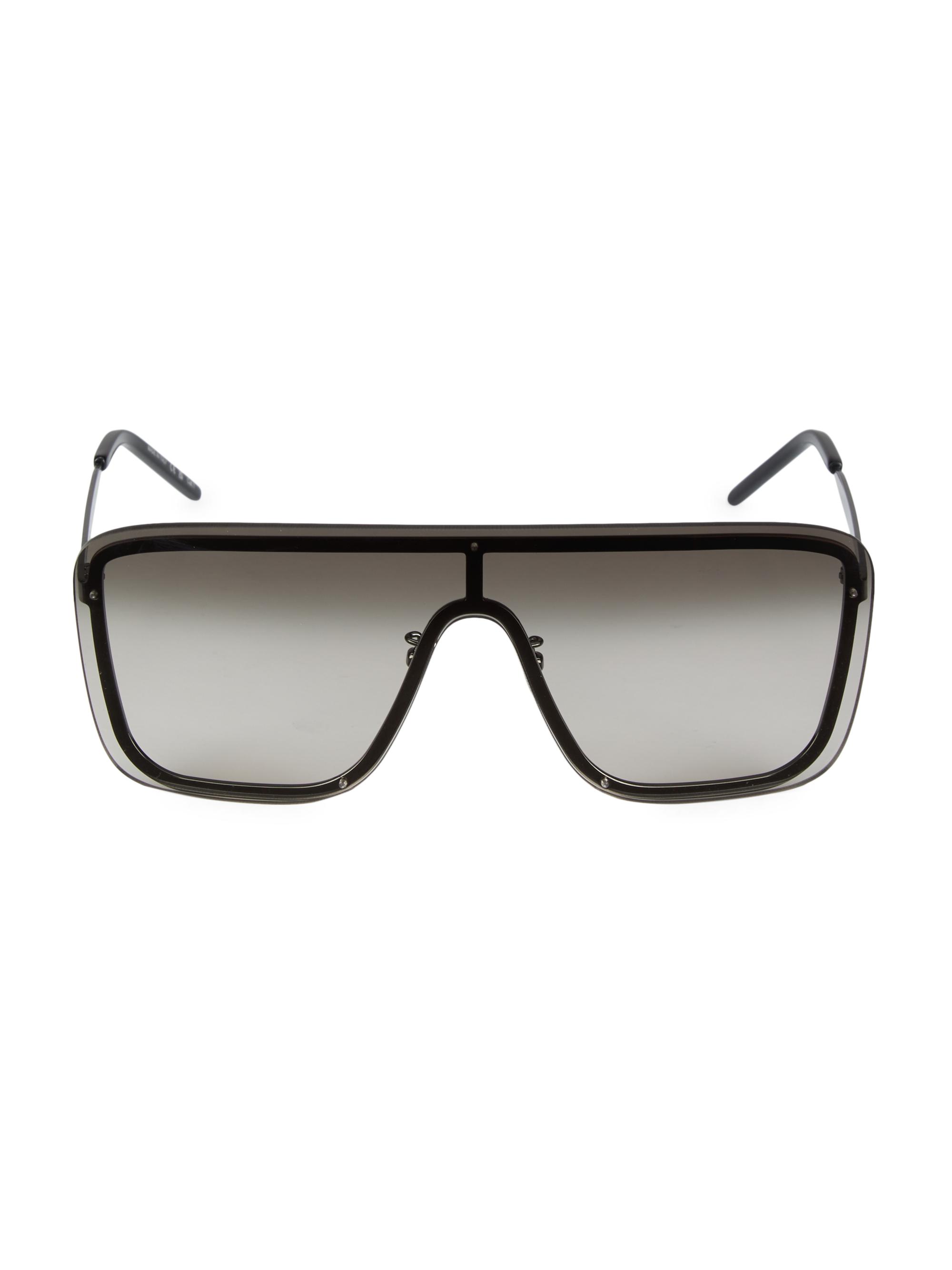Saint Laurent Men's The Mask 99MM Shield Metal Sunglasses - Silver