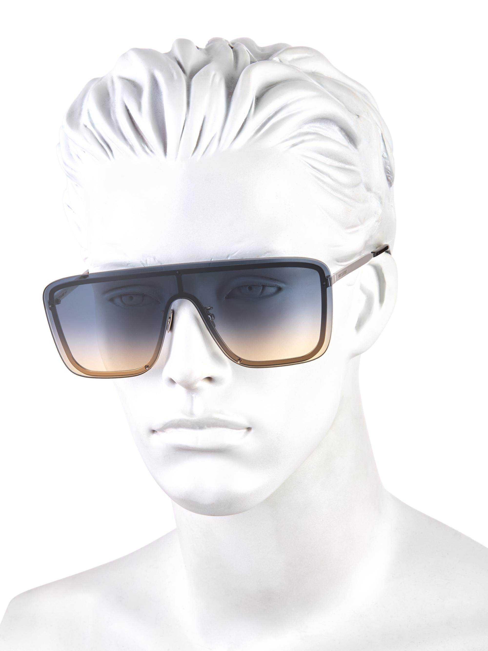 サザンアイランド Saint Laurent The Mask 99MM Shield Metal Sunglasses | Saks Fifth
