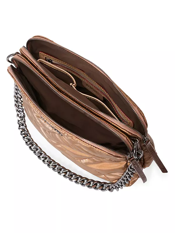 MZ Wallace Brown Chain-Link Nylon Crossbody Bag