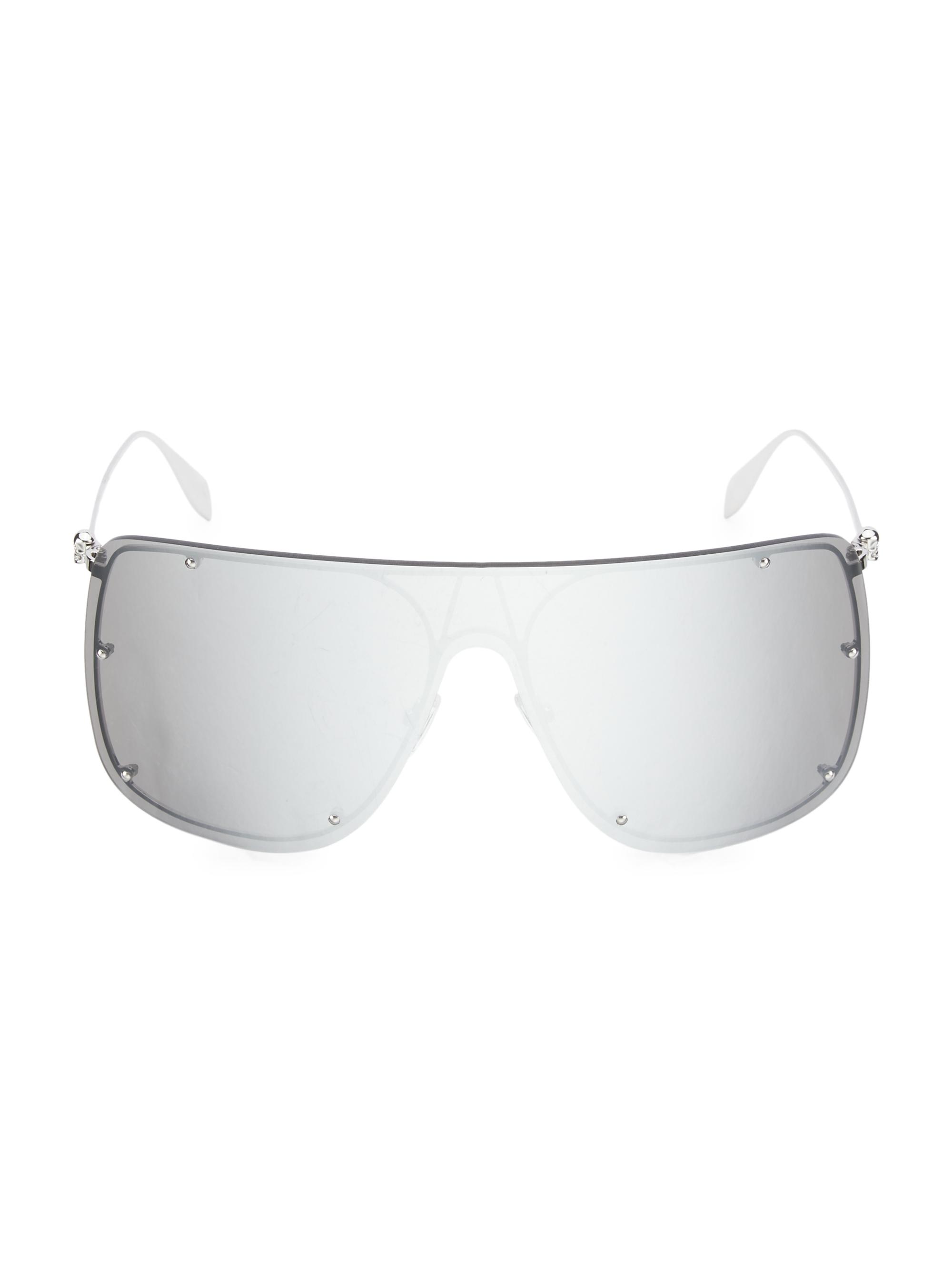 McQueen Men's Metal 99MM Shield Sunglasses - Silver