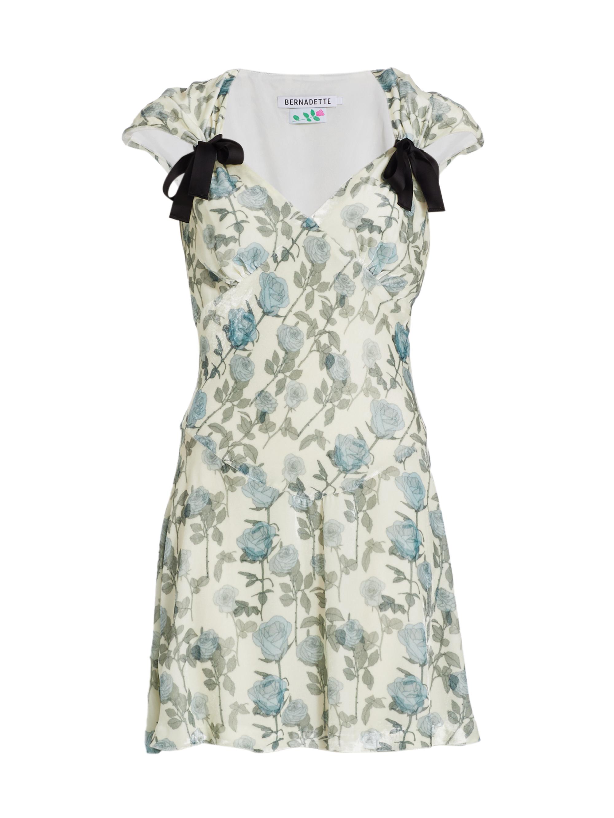 Bernadette Women's Juliette Floral Velvet Minidress - Soft Blue