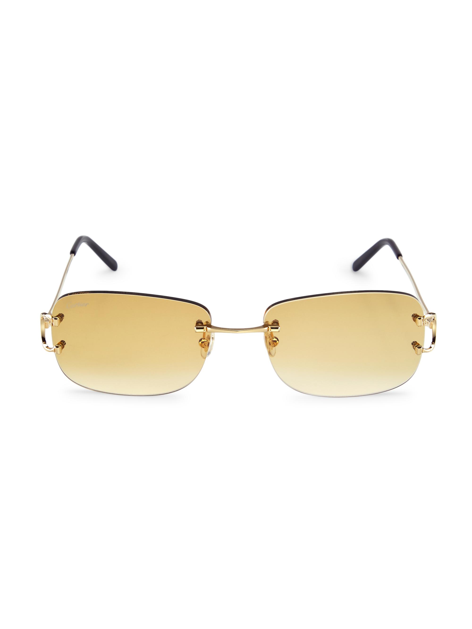 Cartier Men's Signature C Rimless 24K Gold-Plated 58MM Rectangular Sunglasses - Gold
