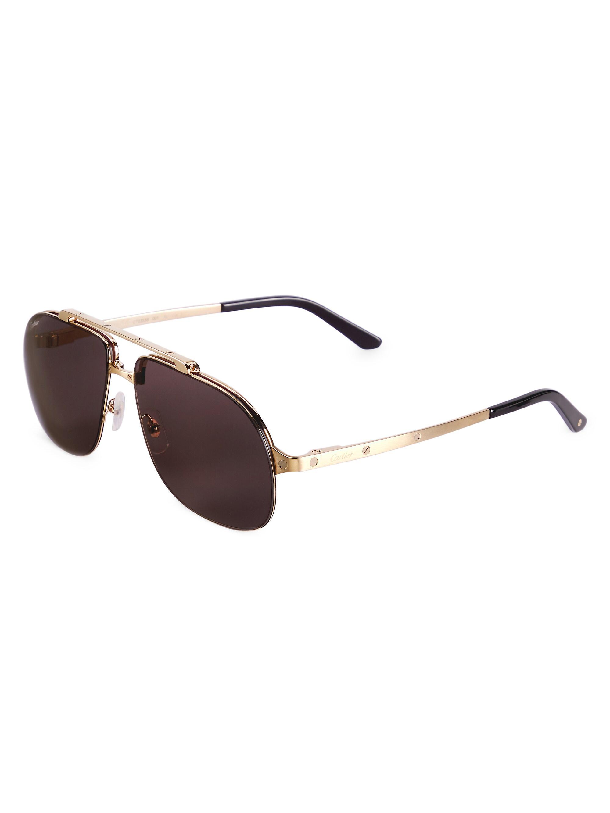 Cartier Men's Santos Evolution 62MM 24K Gold Navigator Sunglasses - Gold