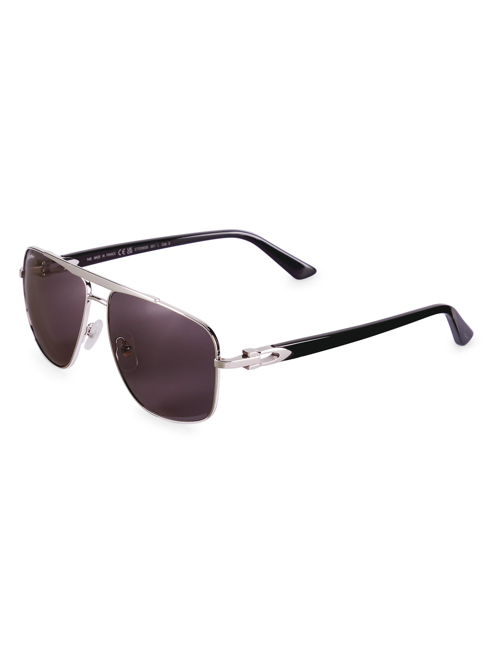 Cartier Men's C Décor Signature 58MM Platinum Navigator Sunglasses - Silver