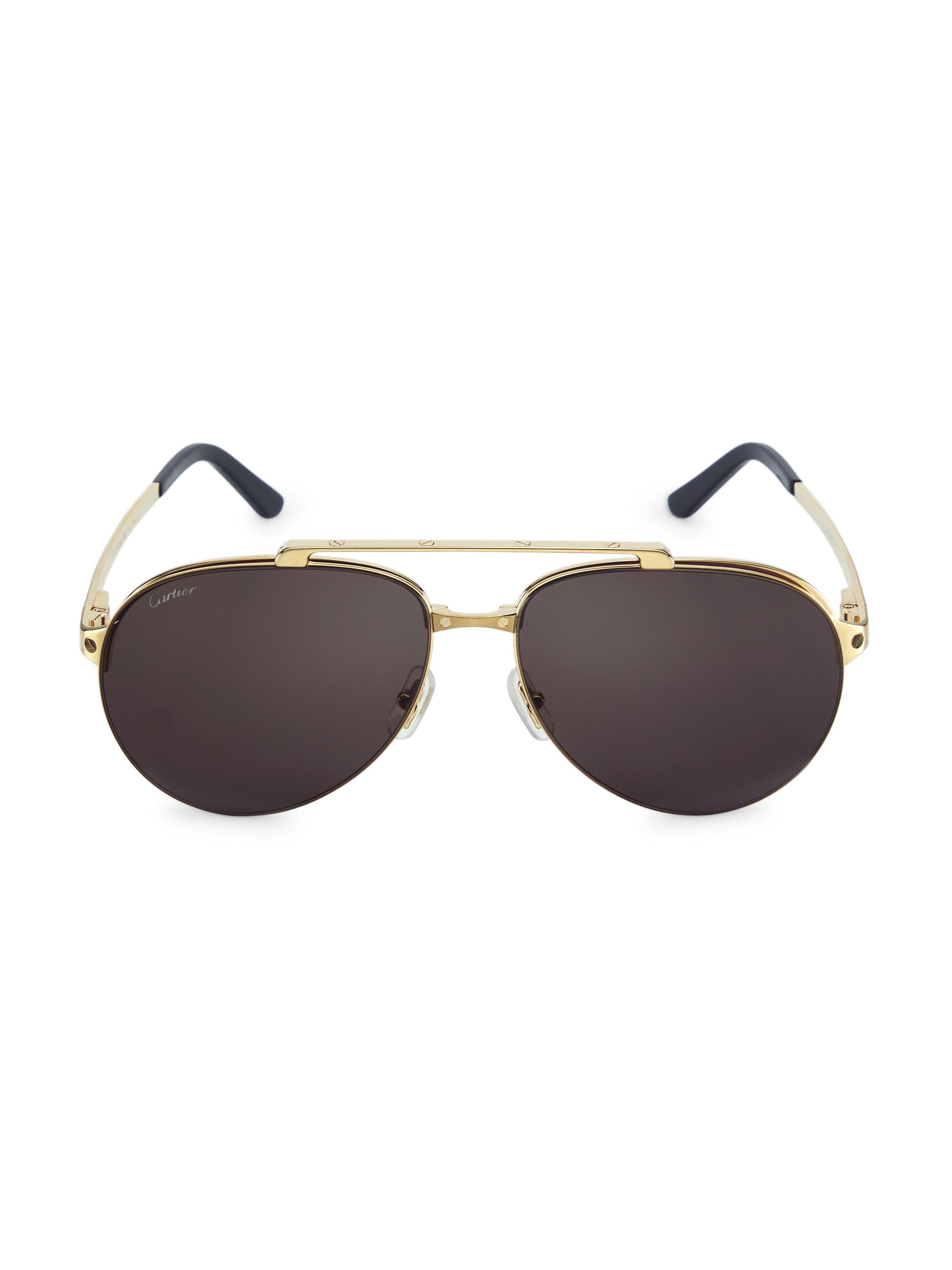 Cartier Men's Santos Evolution 24K Gold-Plated 61MM Pilot Sunglasses - Gold