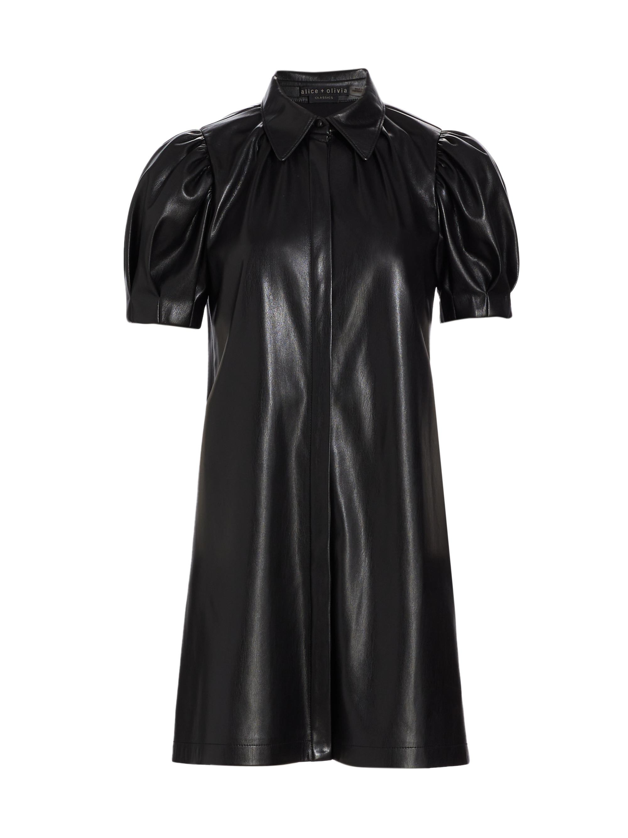 ALICE + OLIVIA Emmy Faux-Leather Surplice Minidress | Saks Fifth
