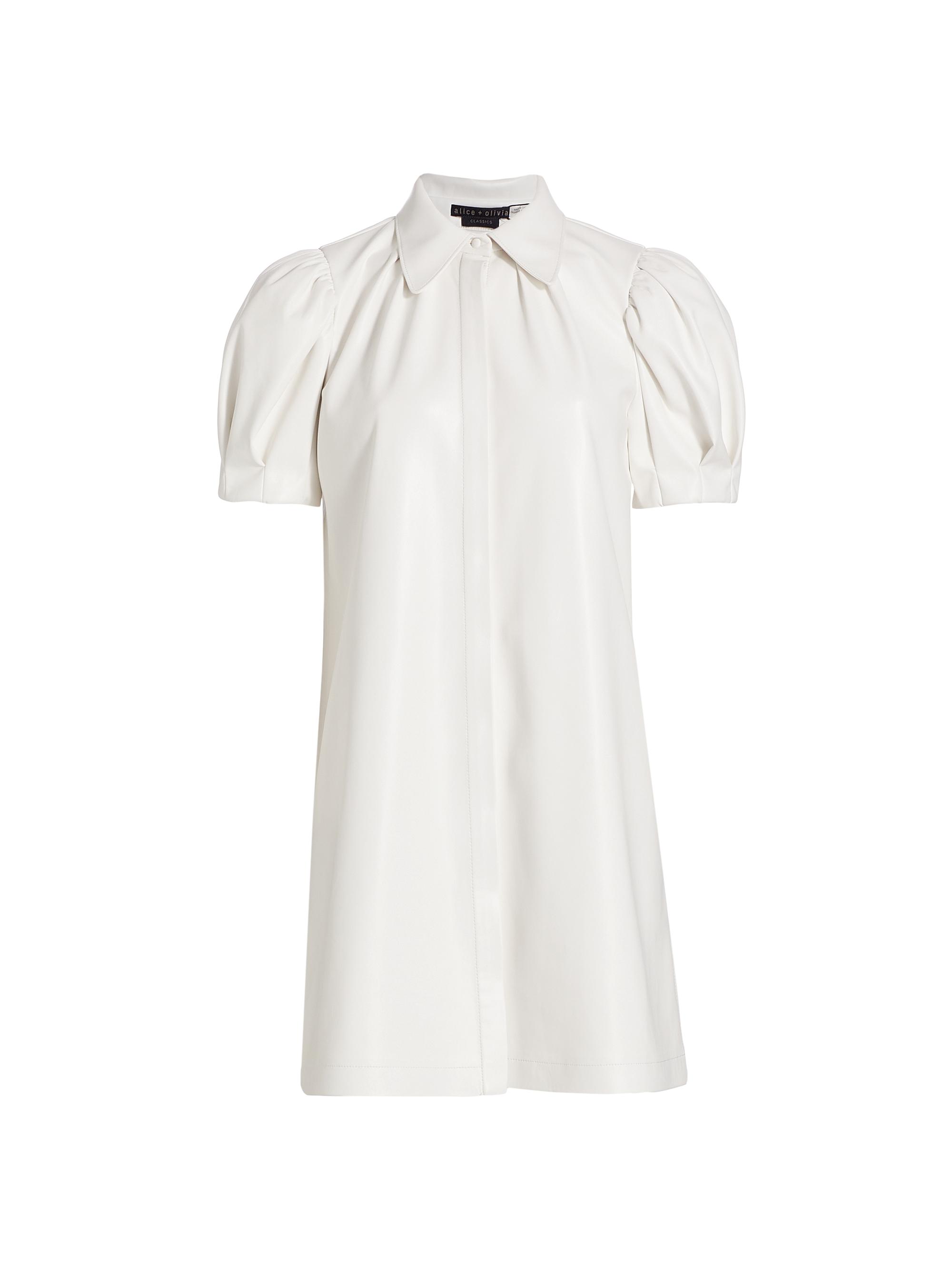 ALICE + OLIVIA Women's Jem Faux Leather Shirtdress - Off White