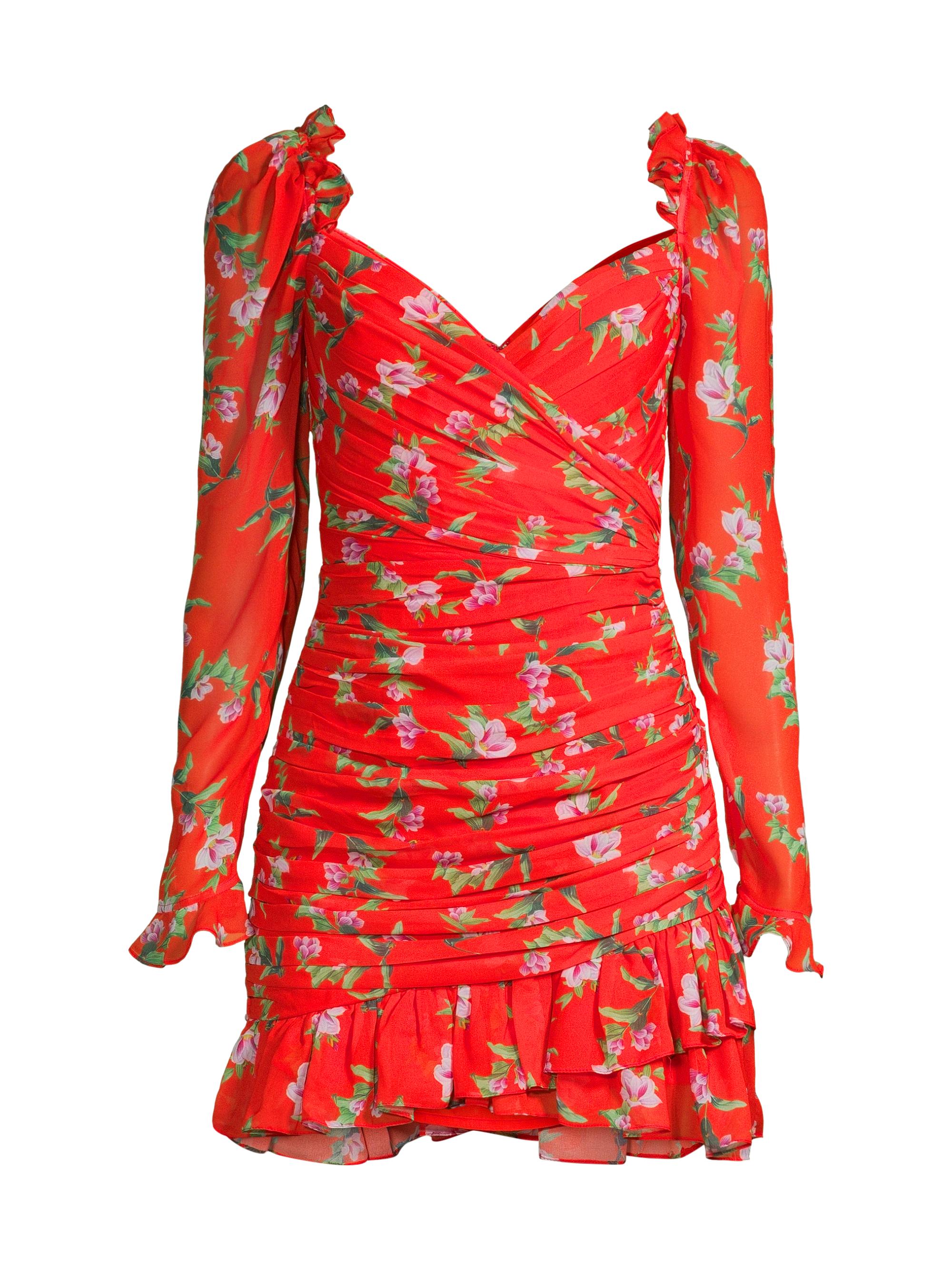 Sau Lee Women's Christy Ruched Floral Minidress - Red Multi