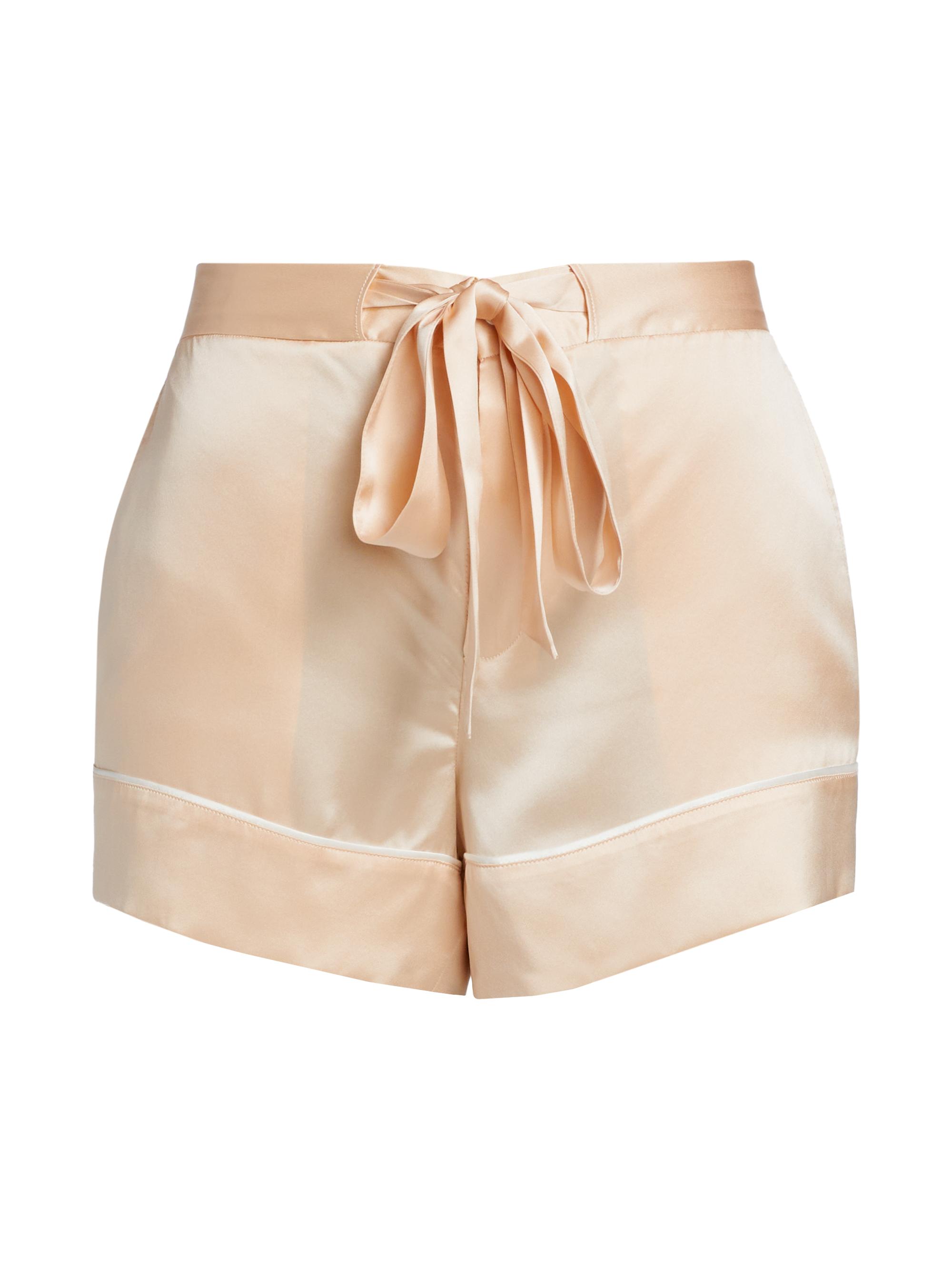 Kiki de Montparnasse Women's Silk Satin Lounge Shorts - Blush With  Piping