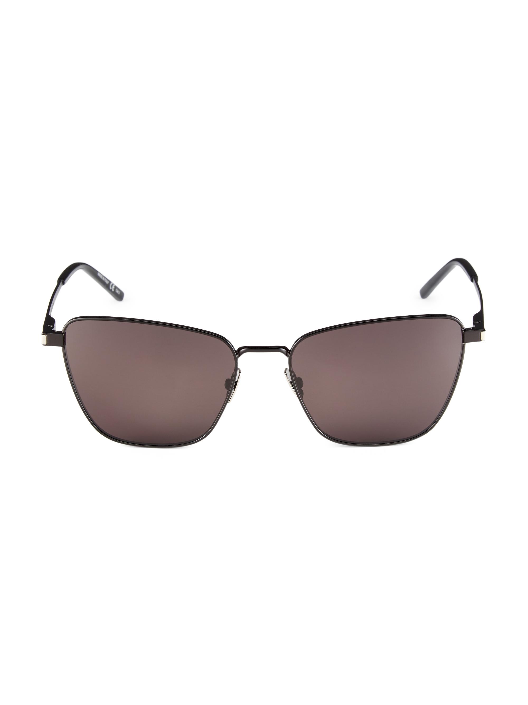 Saint Laurent Women's Metal Corner Angle 57MM Cat-Eye Sunglasses - Black