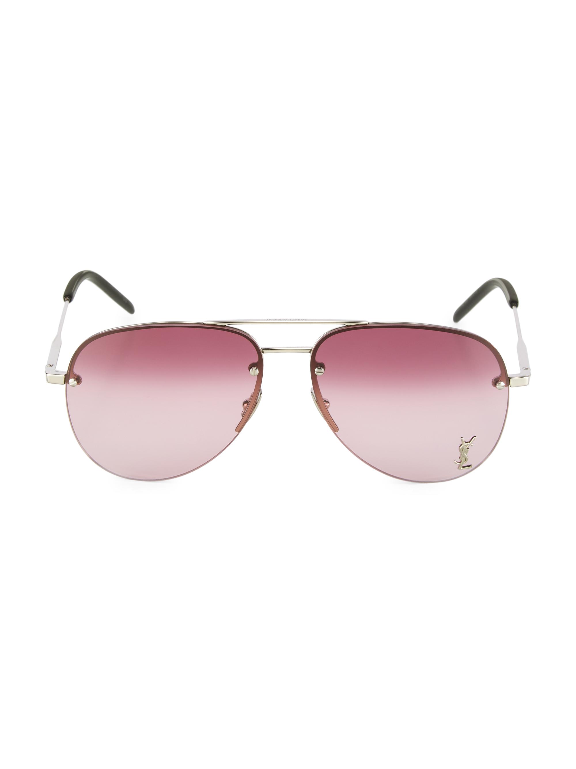 Saint Laurent Women's Monogram Pin Classic 59MM Pilot Sunglasses - Silver