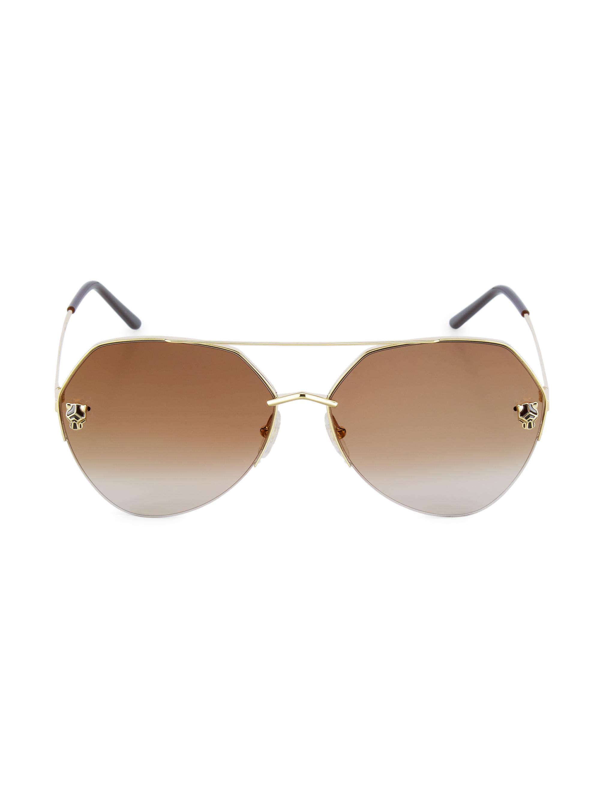 Cartier Women's Panthère Light 64MM Aviator Sunglasses - Gold