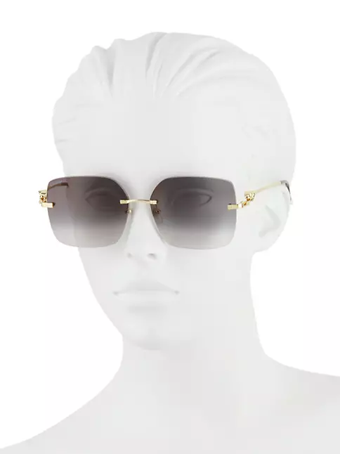 Chanel CLASSIC Black CAT- EYE Sunglasses GOLD CHAIN Leather GOLD