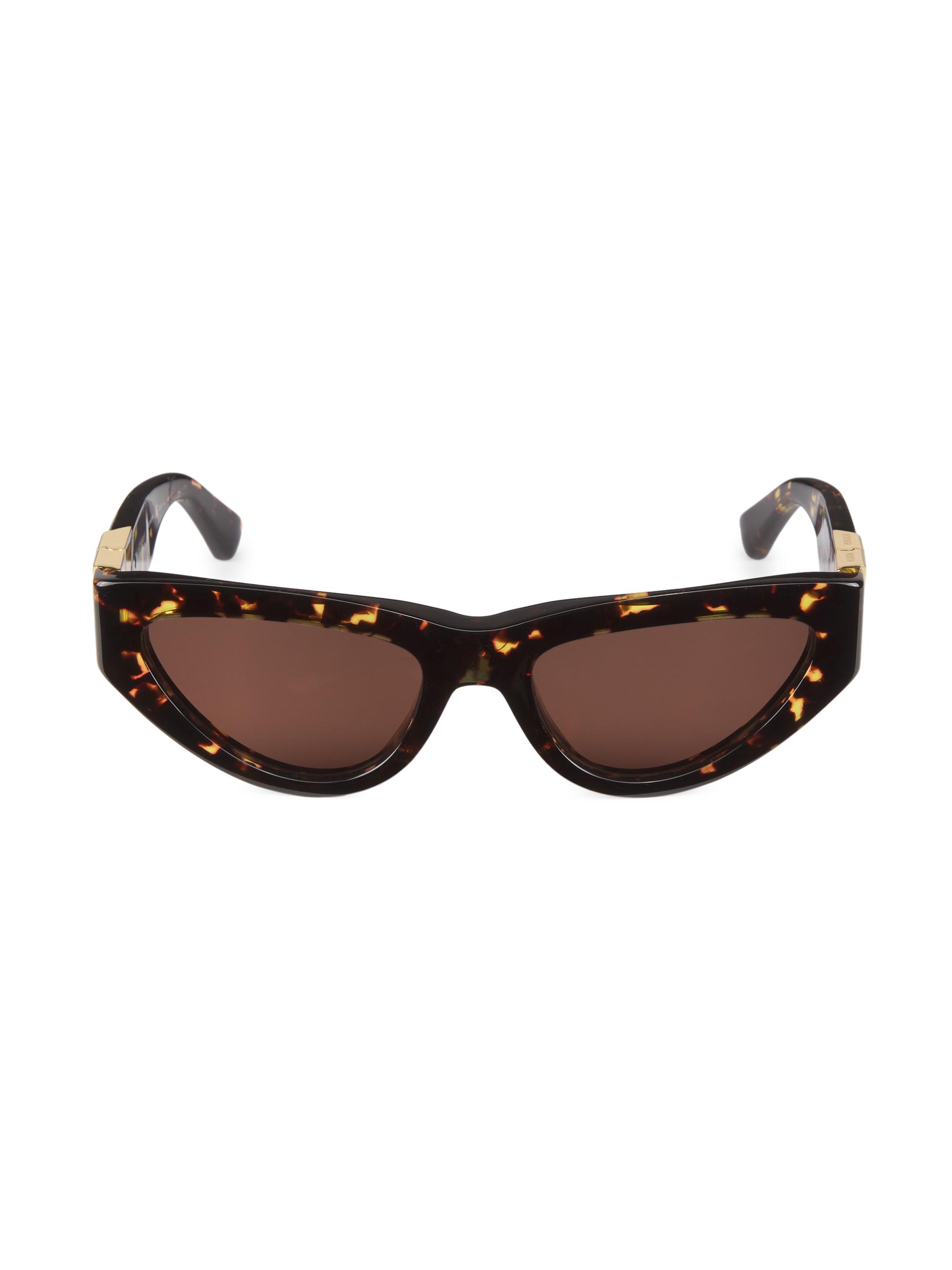 Bottega Veneta Women's Triangle Acetate 55MM Cat-Eye Sunglasses - Havana