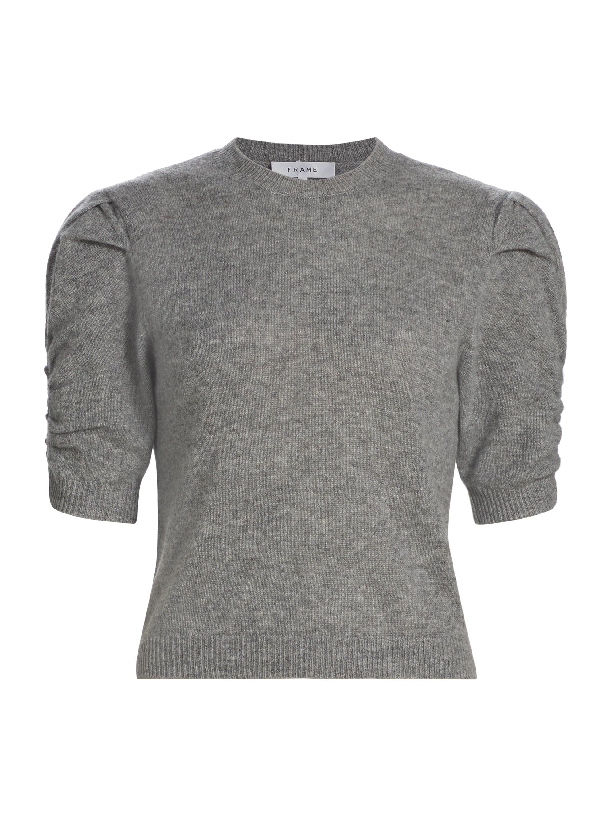 FRAME Women's Ruched Sleeve Cashmere-Wool Sweater - Gris Heather