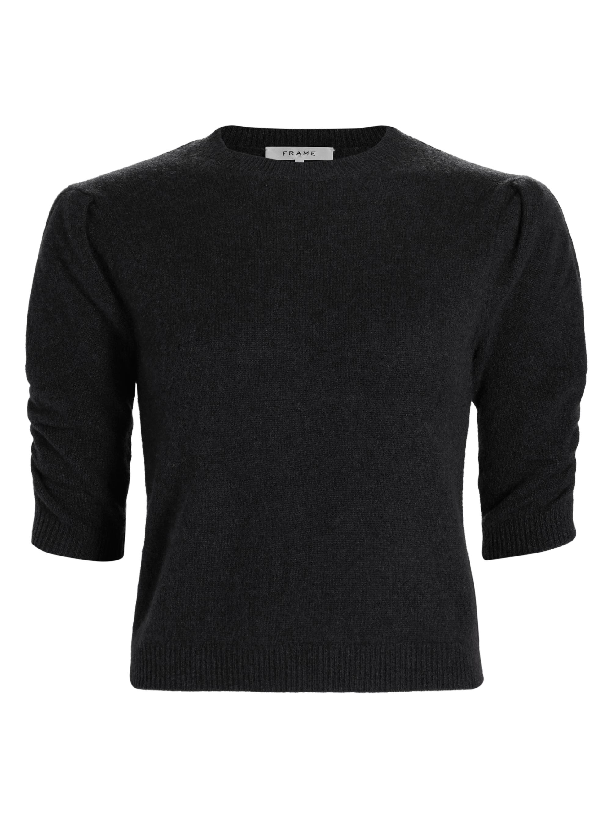 FRAME Women's Ruched Sleeve Cashmere-Wool Sweater - Noir | Thumbnail 8