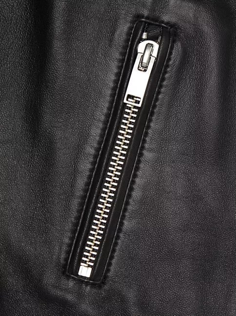 Off White Oversized Faux Leather Zip Detail Biker Jacket