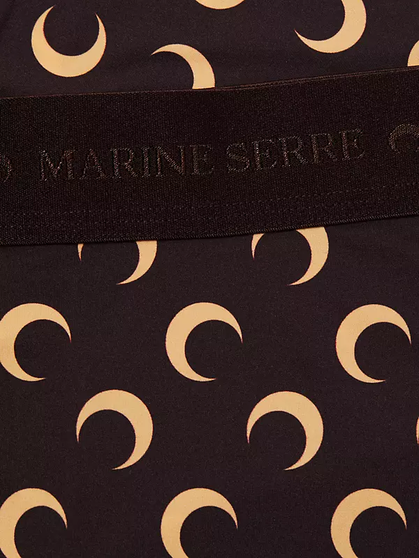 LN-CC Marine Serre Logo Crescent Moon Motif Leggings in Black 390.00