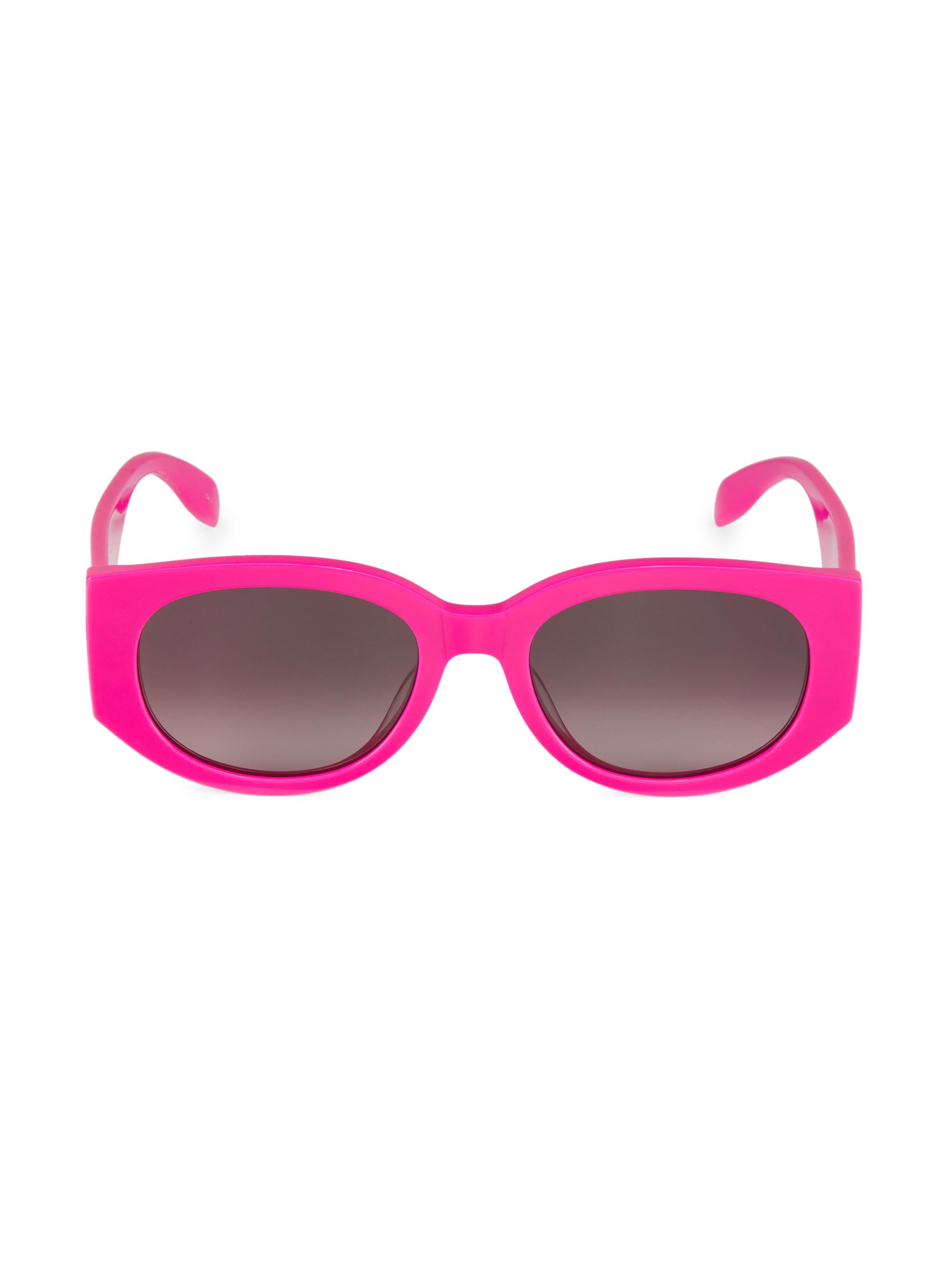 McQueen Women's Graffiti 54MM Rectangular Acetate Sunglasses - Fuchsia