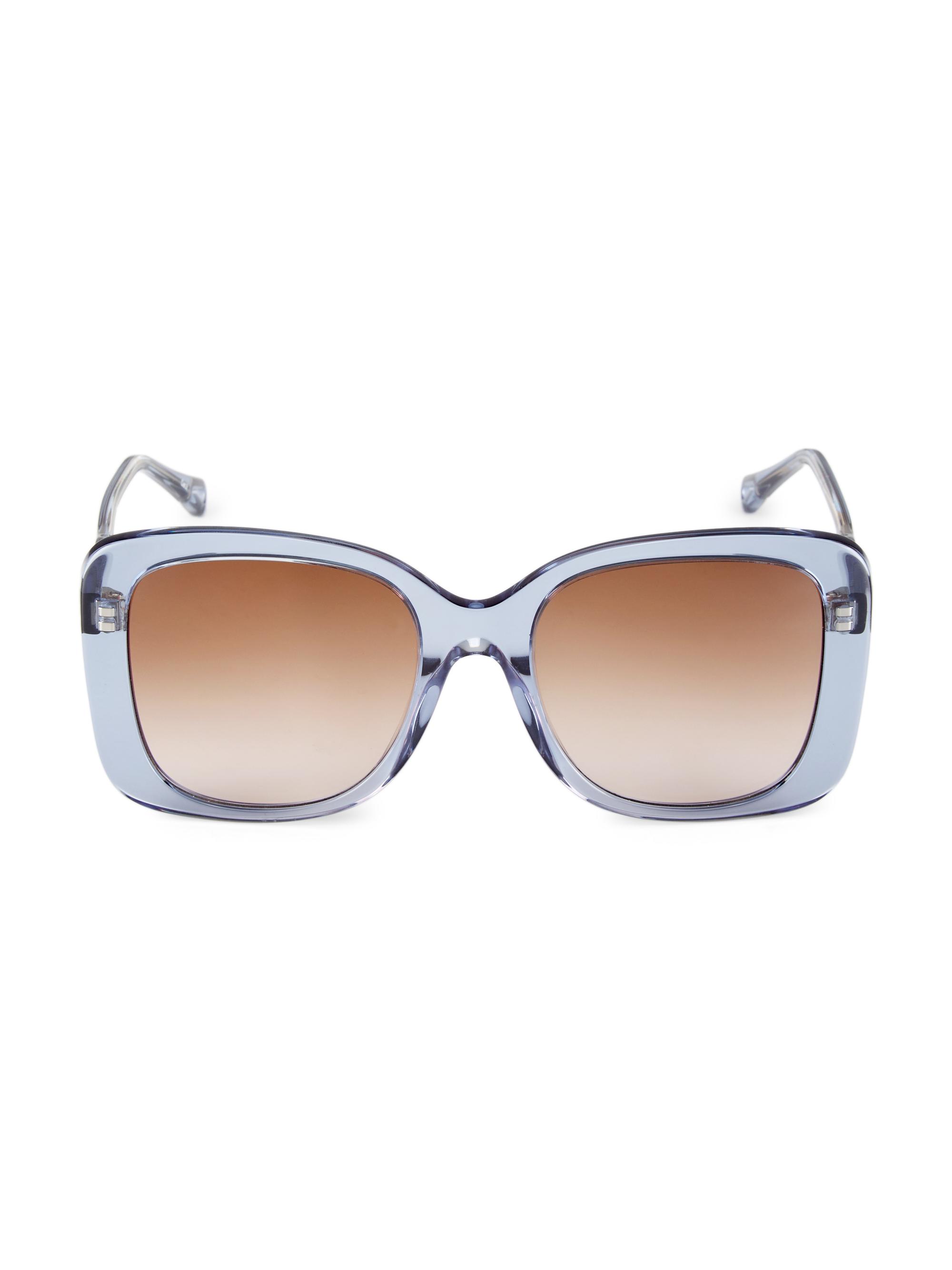 Chloé Women's Xena 55MM Rectangular Bio Acetate Sunglasses - Blue