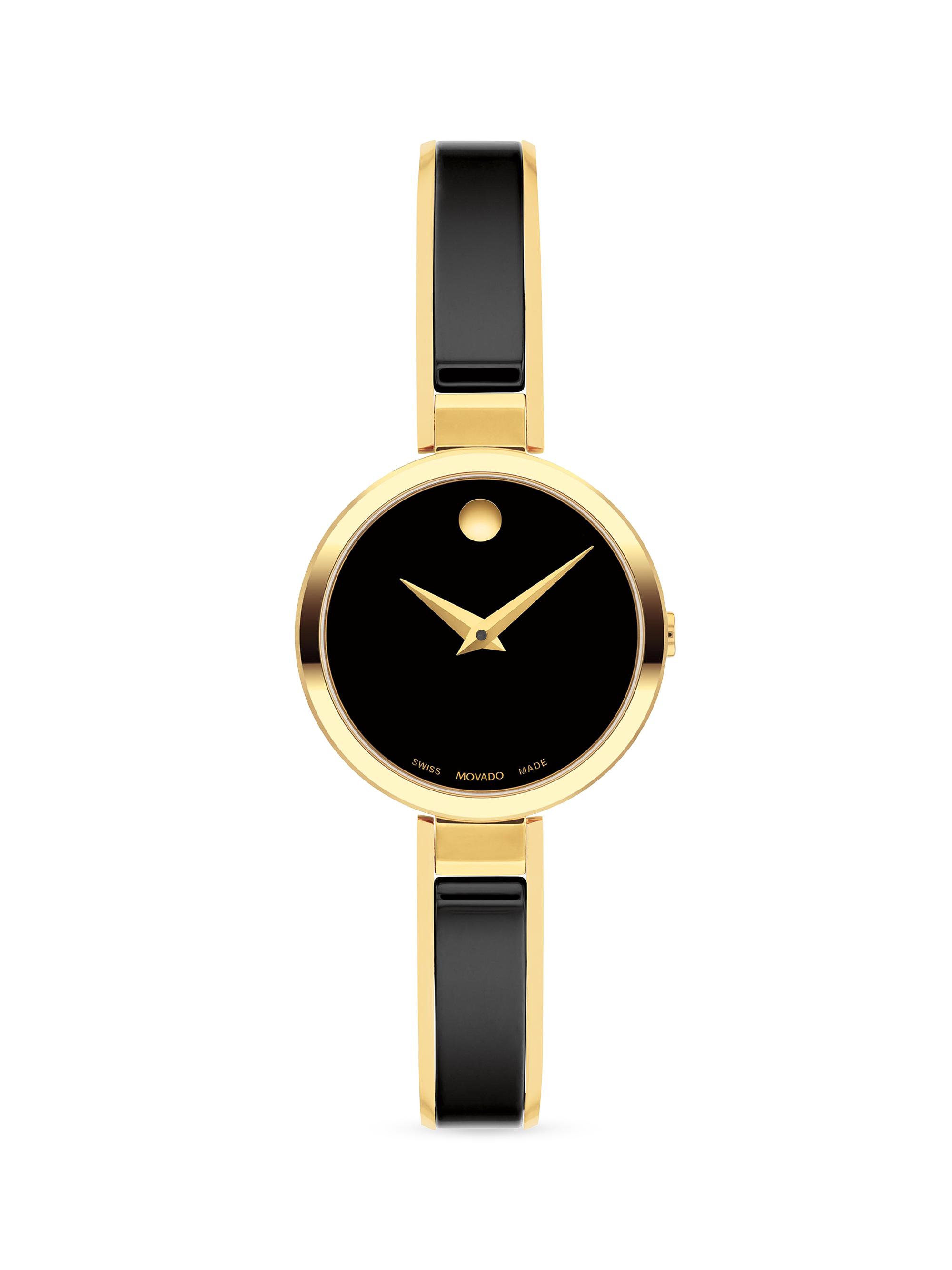 Movado Women's Moda Goldtone & Ceramic Bangle Watch - Black