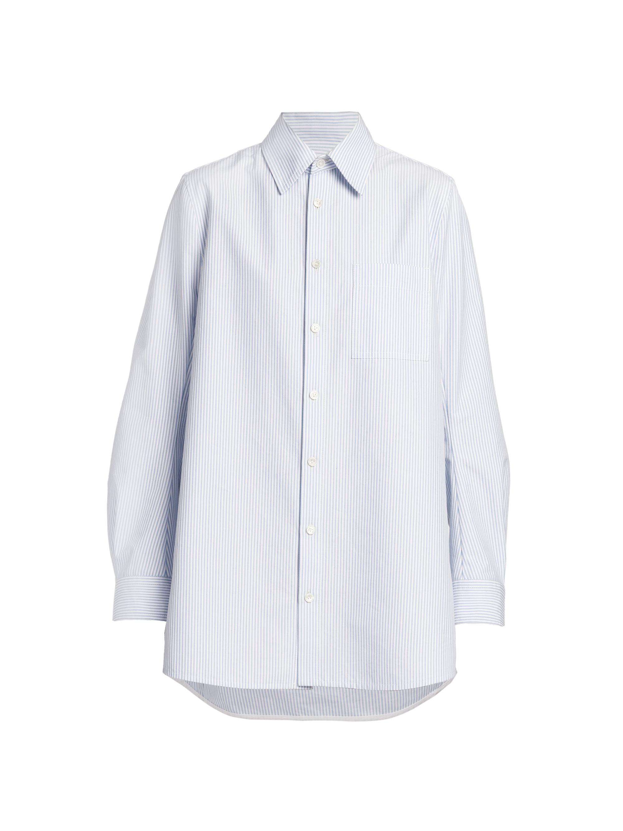 Bottega Veneta Women's Striped Cotton Shirt - Pale Blue White
