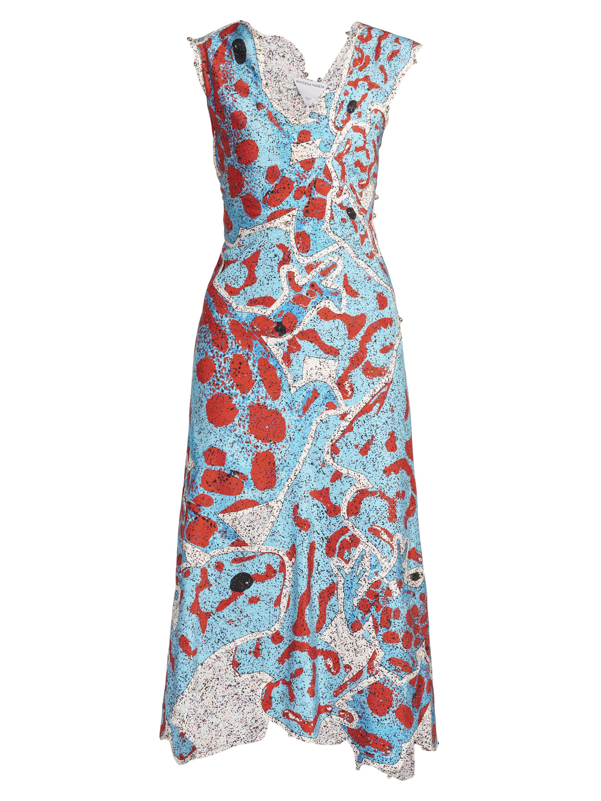 Bottega Veneta Women's Patchwork Frogs Midi-Dress - Blue Red Black