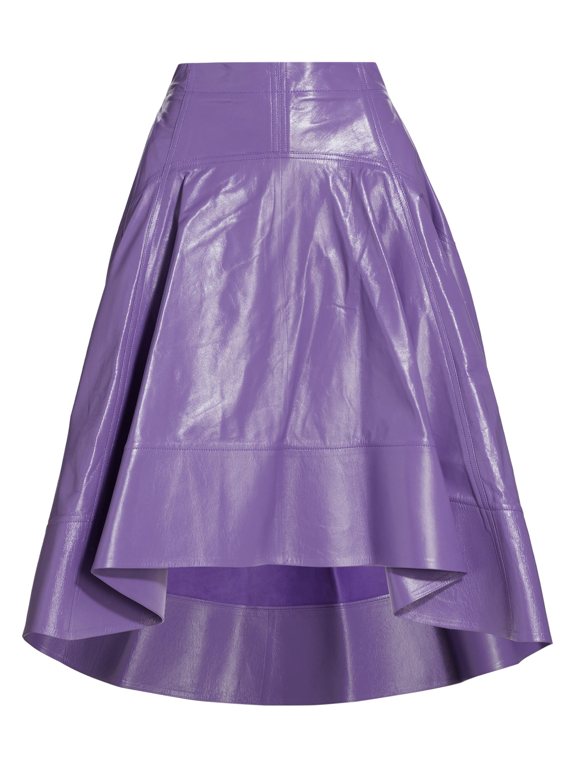 Bottega Veneta Women's Shiny Leather High-Low Skirt - Purple