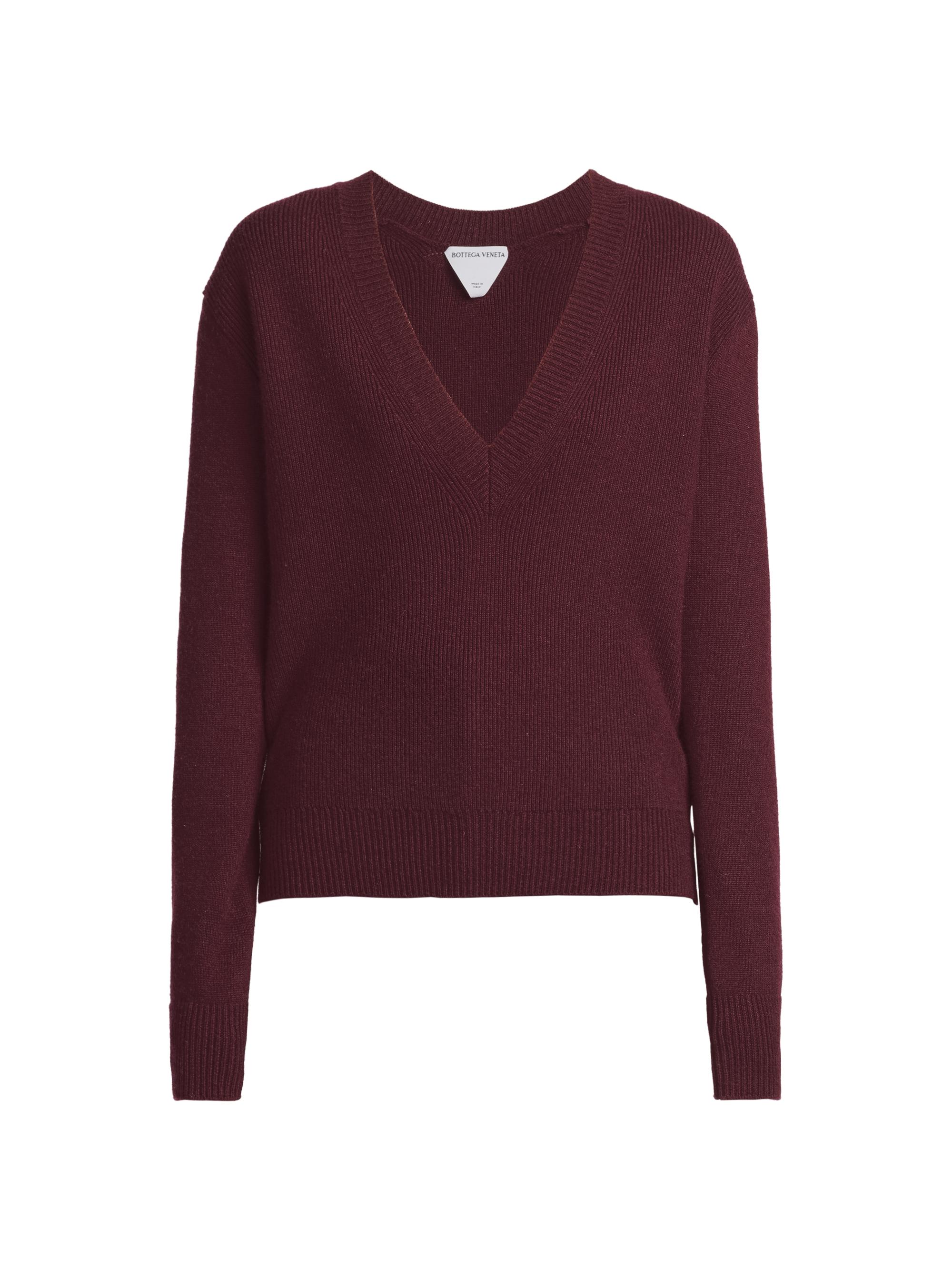 Bottega Veneta Women's V-Neck Cashmere-Blend Sweater - Oxblood