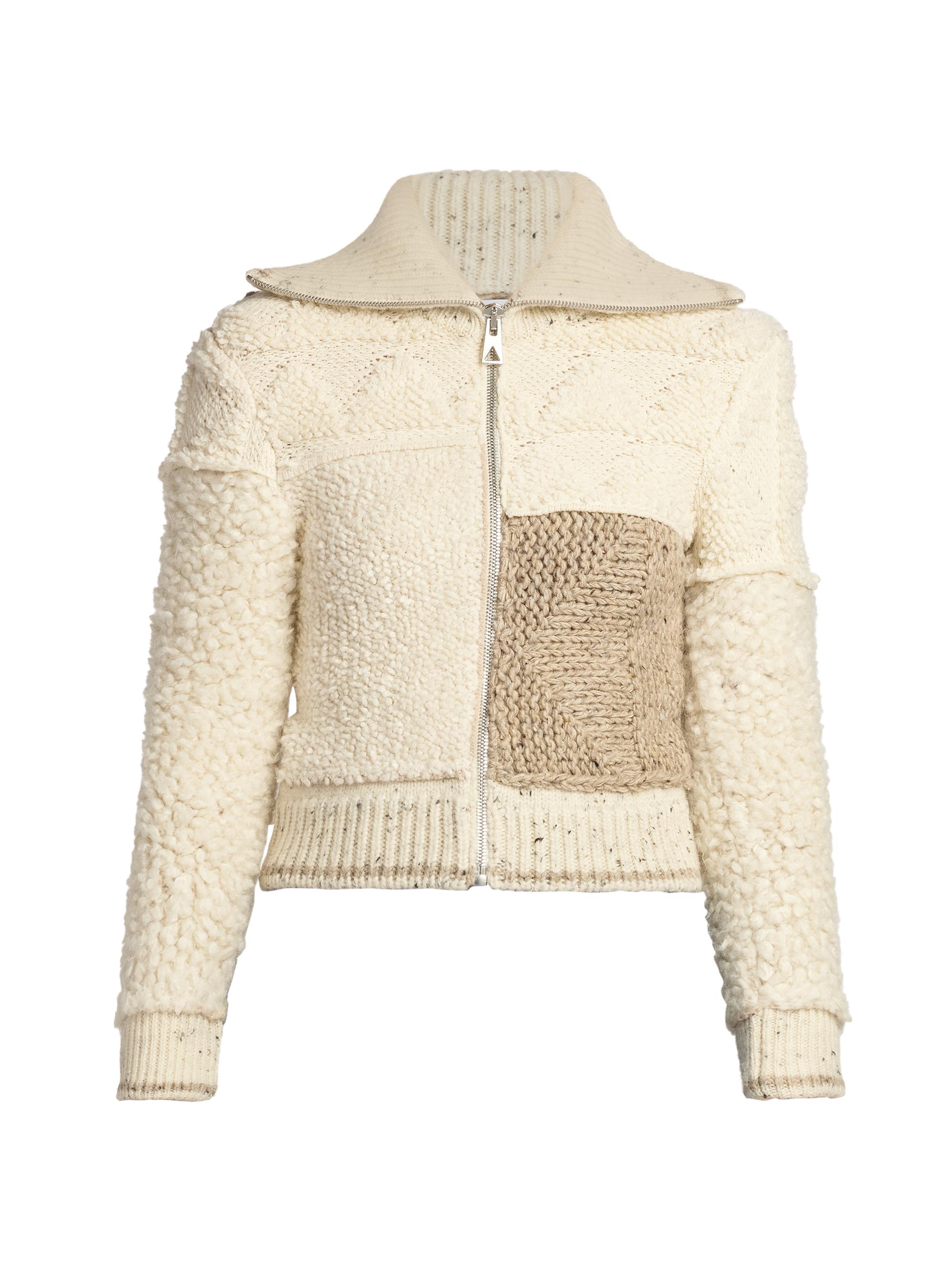 Bottega Veneta Women's Patchwork Wool Cardigan - Sand Melange Multi