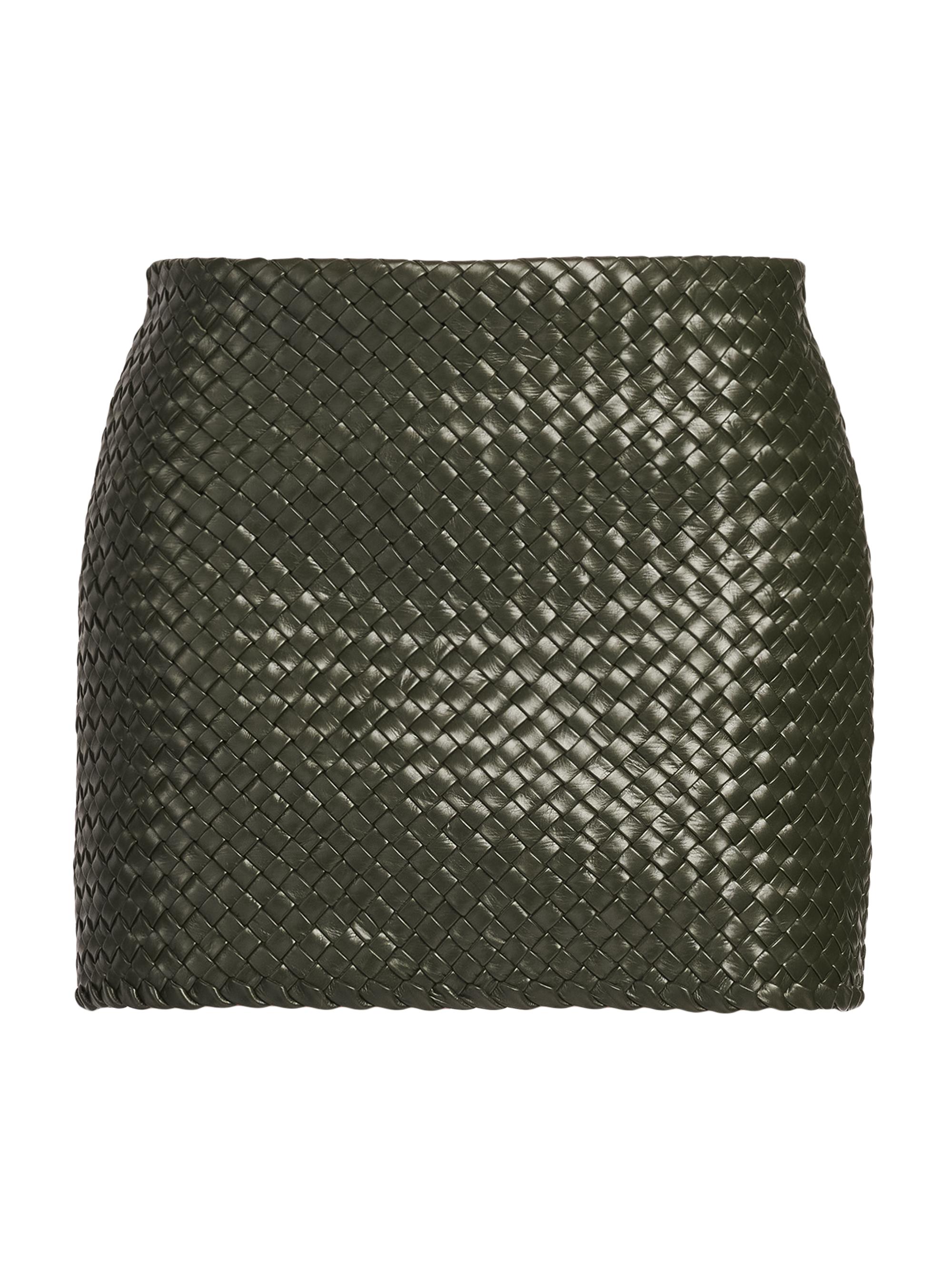 Bottega Veneta Women's Intreccio Leather Miniskirt - Camping