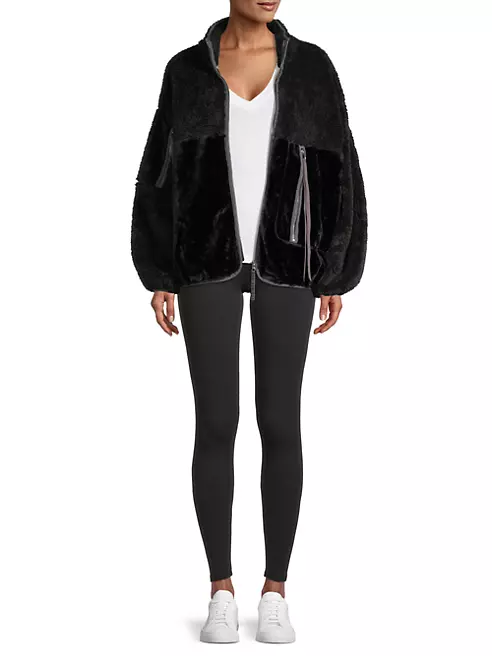 Ugg Women's Marlene Sherpa Jacket Monogram Faux Fur/Sherpa in Black Graphic Monogram, Size S