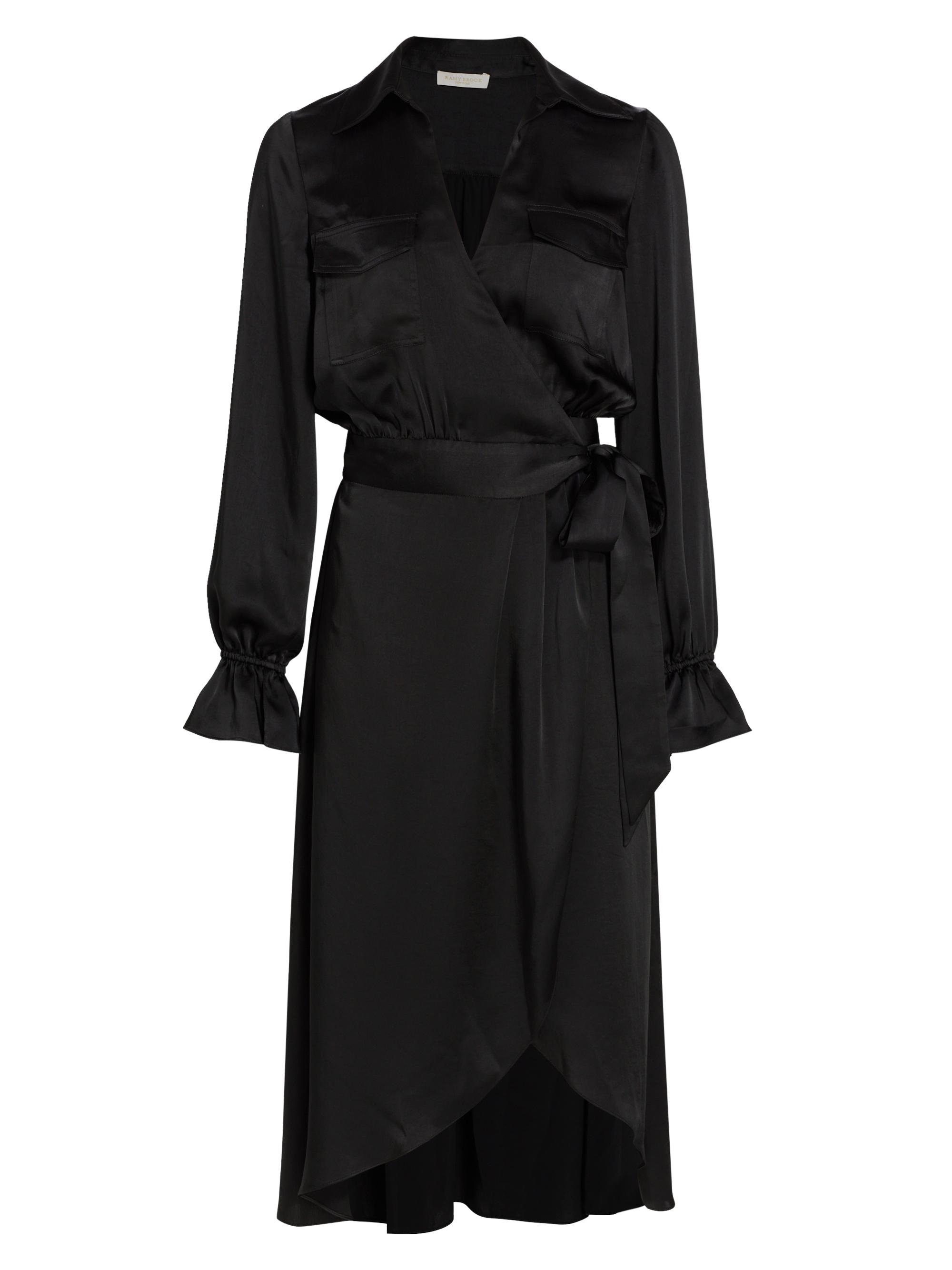 Ramy Brook Women's Laney Satin Wrap Dress - Black